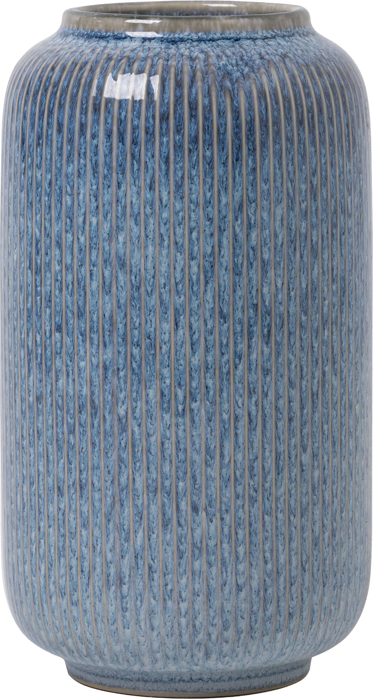 OTTO home Tischvase Ylvii, innen vollständig glasiert und wasserundurchlässig (1 St., in 2 Größen: 12x22cm oder 10x18cm), aus Keramik, uni matt oder mit glänzender Effektglasur, creme und blau