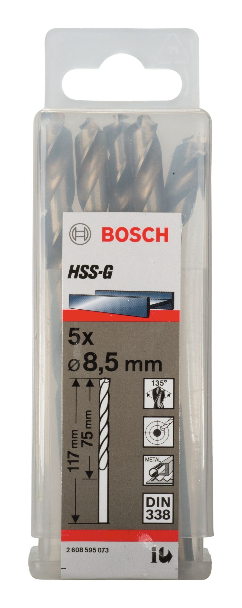BOSCH - Metallbohrer, - HSS-G x mm (5 75 338) 5er-Pack x 8,5 117 (DIN Stück),
