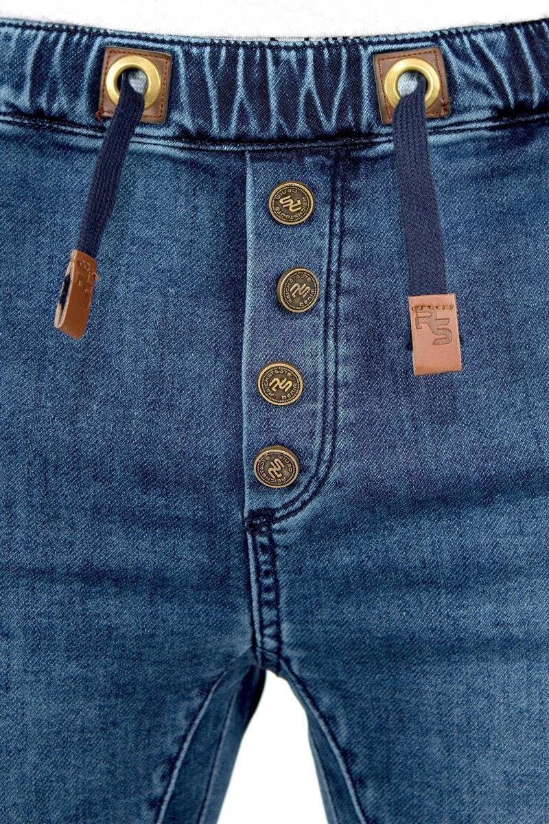 Reichstadt Jeansjeggings Kinder Slim Fit Jogging Jeans Stonewashed RS105 Blue (170) (1-tlg) Elastischer Bund mit Kordelzug und Knöpfen