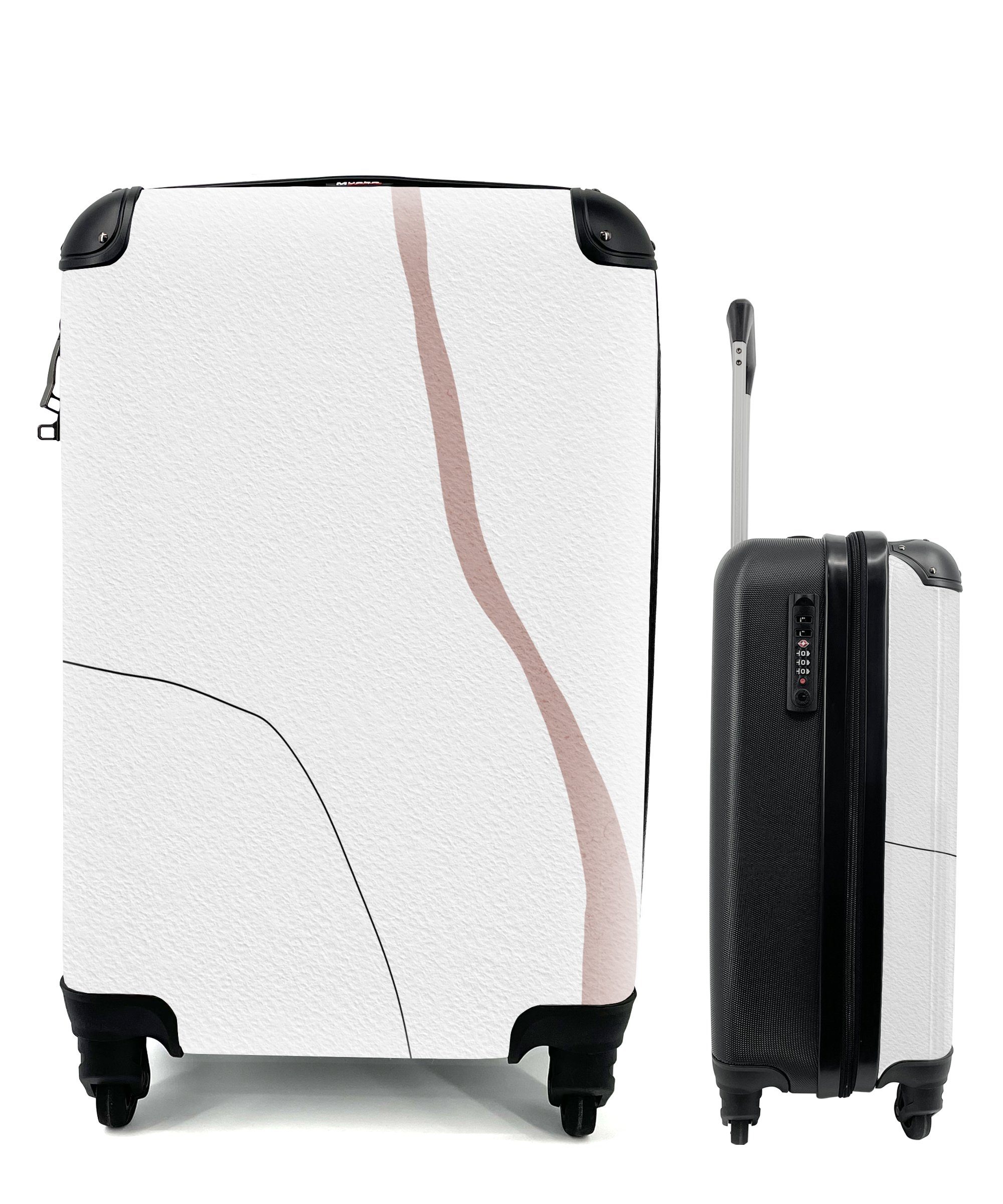 MuchoWow Handgepäckkoffer Linie - Pastell Reisekoffer Reisetasche Rollen, Trolley, mit Gestaltung, Handgepäck für rollen, 4 - Ferien