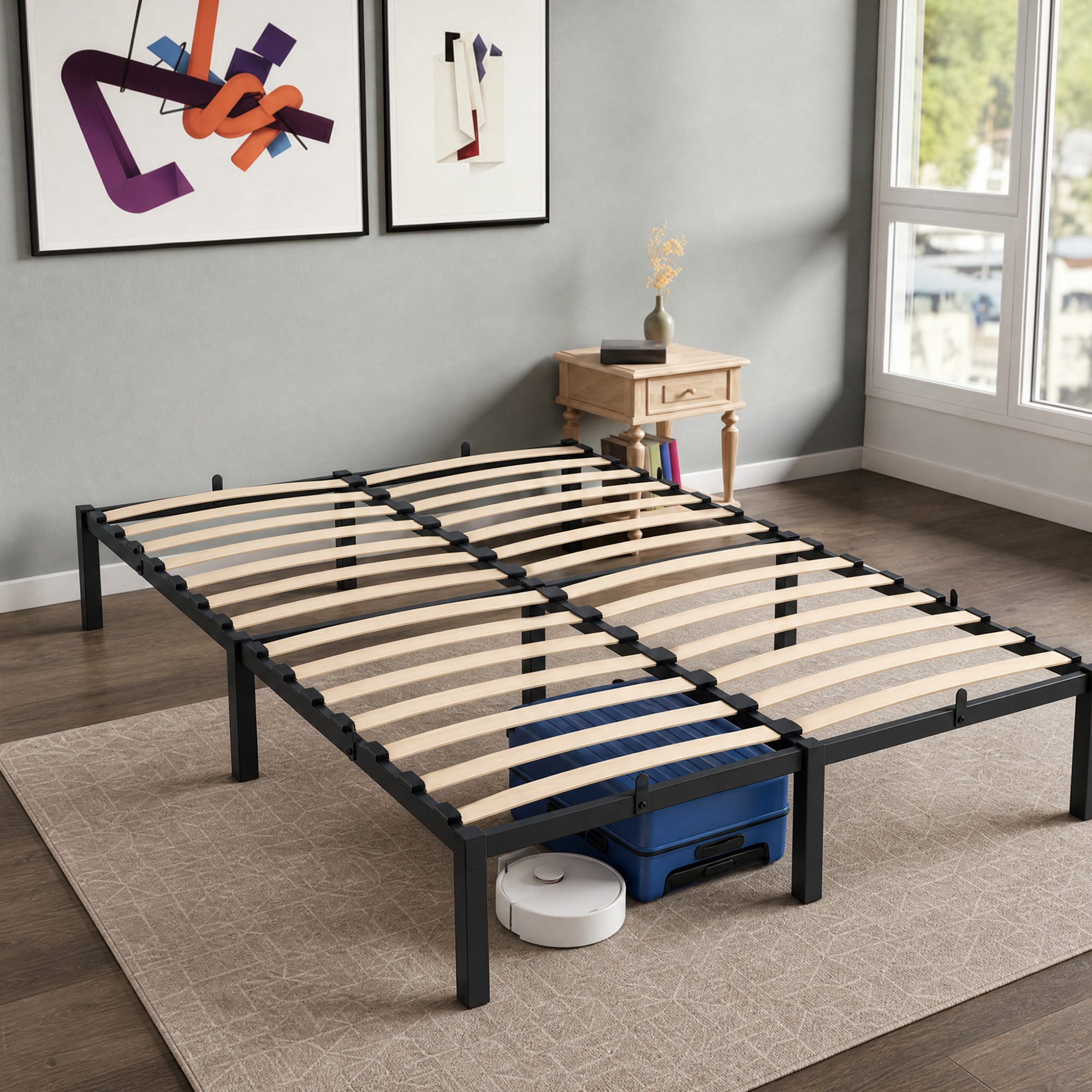 GLIESE Bettgestell Lattenrostbett mit Holzlattenrost, bis 360 kg belastbar, 8 Matratzenstopper