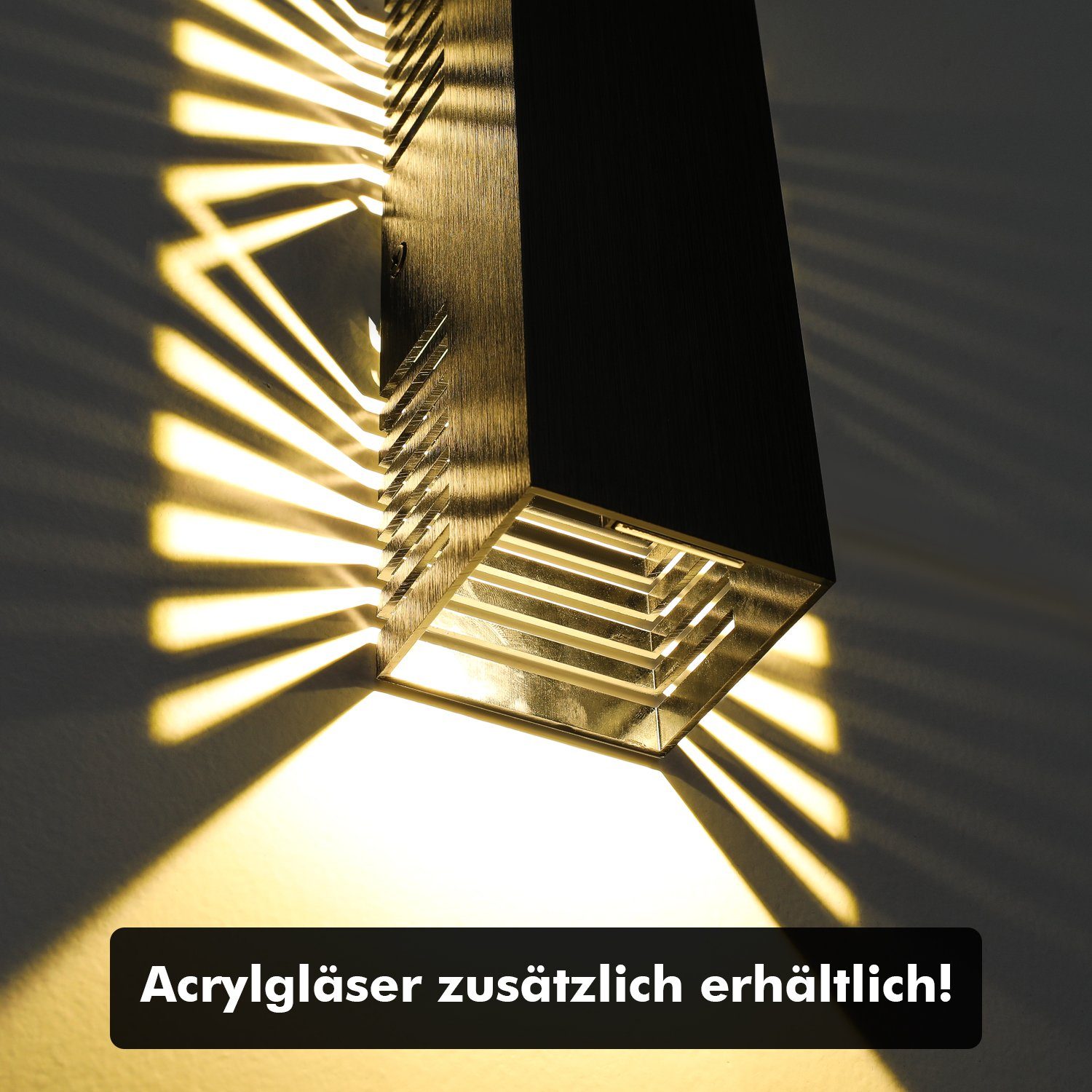 oyajia Wandleuchte 6W LED aus integriert, Beleuchtung Schatteneffekt, Wandleuchte & Wohnzimmerbeleuchtung Wandlampe Down Up Schwarz, Warmweiß, indirekte 2 Licht, Aluminium, mit Stück fest LED
