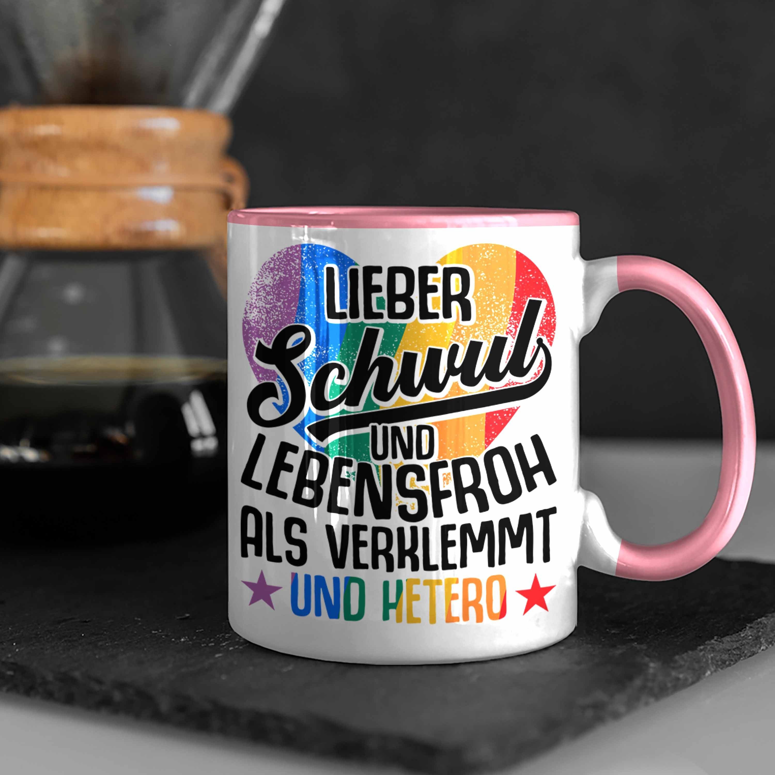 Hetero LIeber Transgender Tasse Schwul und Hetero Verklemmt Und Lustige Regenbogen Tasse - Trendation Regenbogen Trendation Als Grafik Lesben Schwule für Rosa LGBT Geschenk