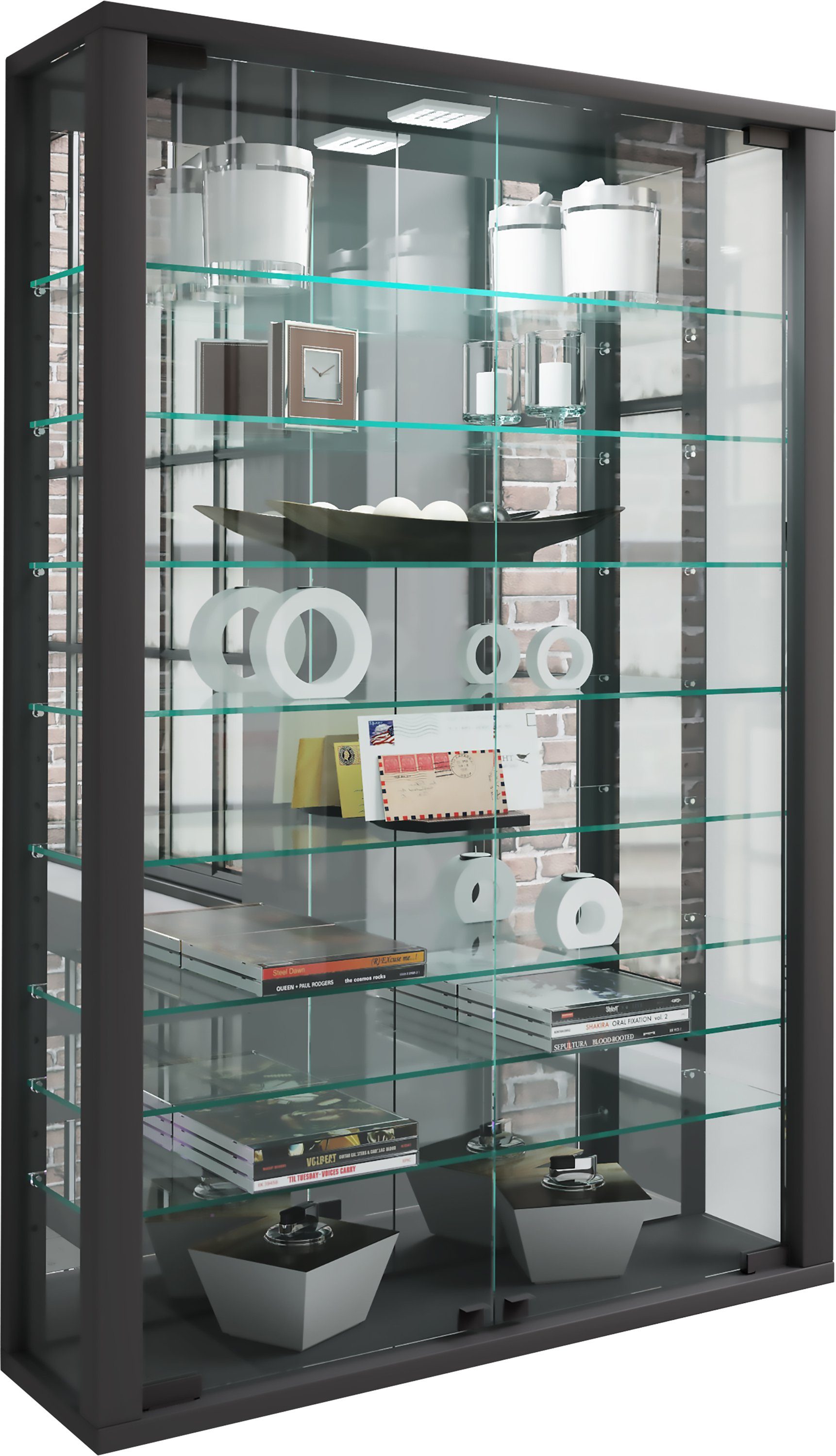 Hängevitrine VCM Spiegel Glasvitrine Wandvitrine (1-St) Schwarz Mini Vitrosa