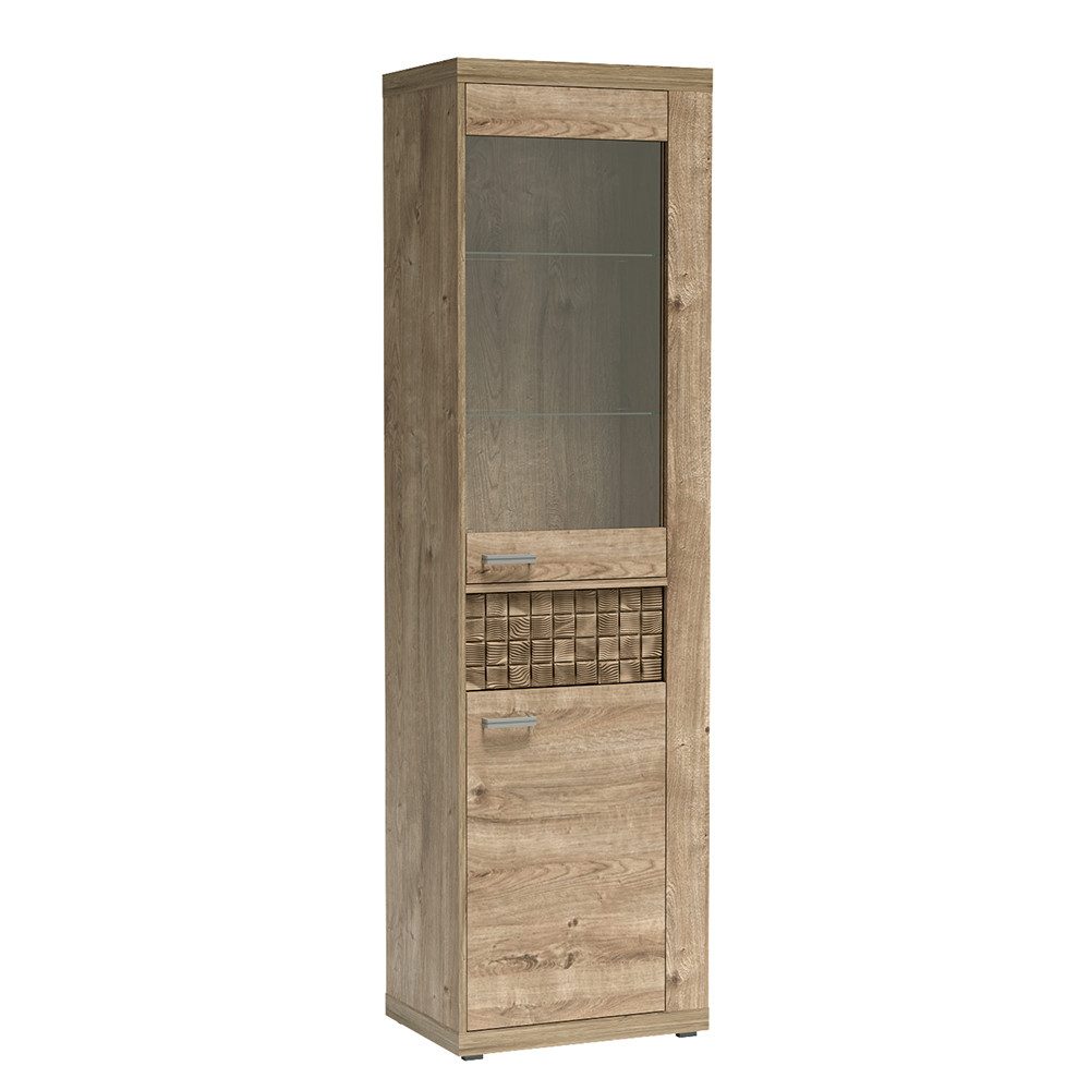 Lomadox Vitrine NUSCO-161 Eiche Nb., Standvitrine, Vitrinenschrank, Highboard, 57 cm breit