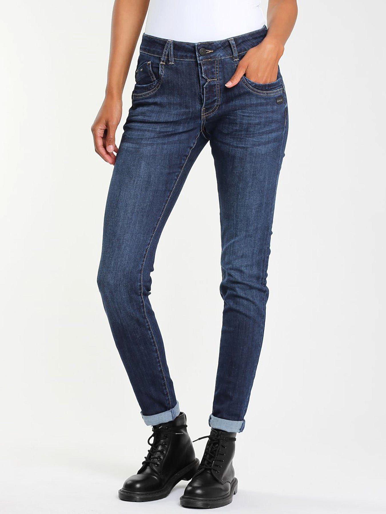 WASH Slim-fit-Jeans "GERDA" DEEP JEANS BLUE GANG