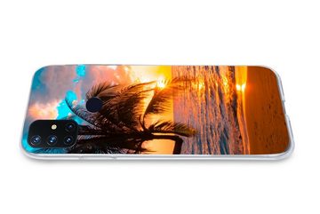 MuchoWow Handyhülle Palme - Sonnenuntergang - Horizont - Strand - Meer - Tropisch, Phone Case, Handyhülle OnePlus Nord N10 5G, Silikon, Schutzhülle