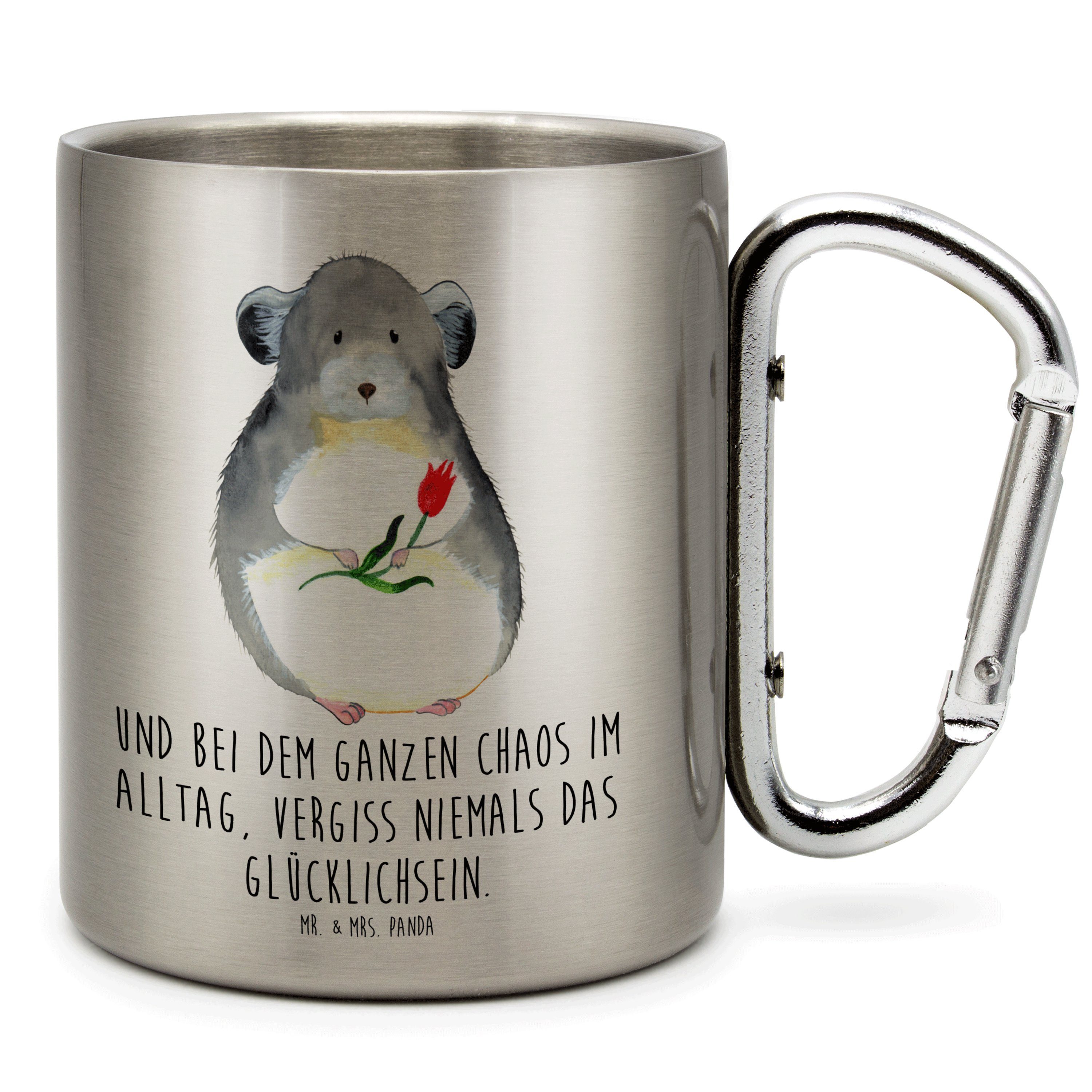 Mr. & Mrs. Panda Tasse Chinchilla Blume, Teetasse, Transparent, Chinchillas, Kummer, thermot, Edelstahl, Edelstahl-Thermobecher Isolierbecher Glücklichsein