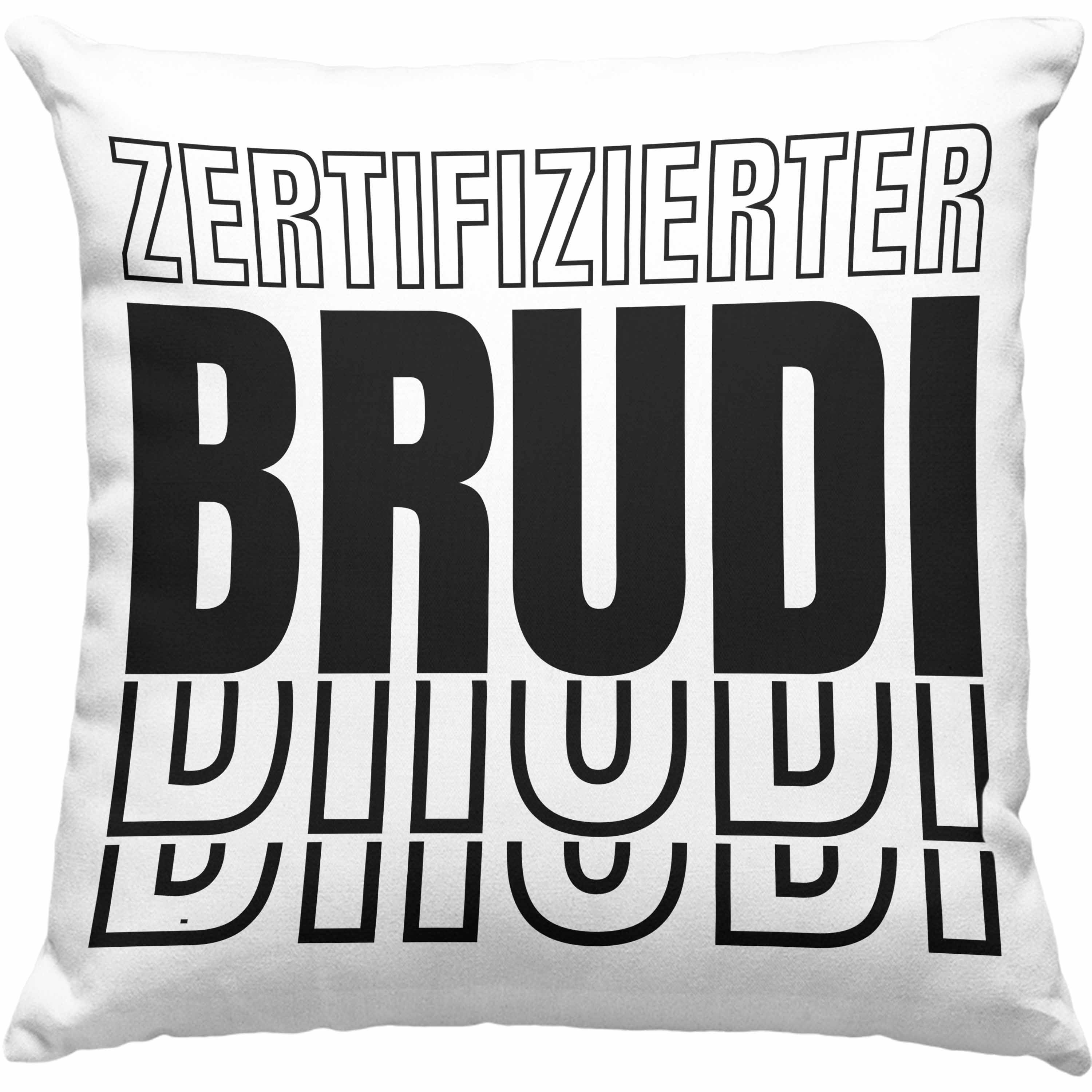 mit Brudi Zertifizierter Dekokissen Geschenk Spruch Beste - Blau Dekokissen Füllung Freund 40x40 Trendation Kissen Bruder Bro Trendation Geschenkidee