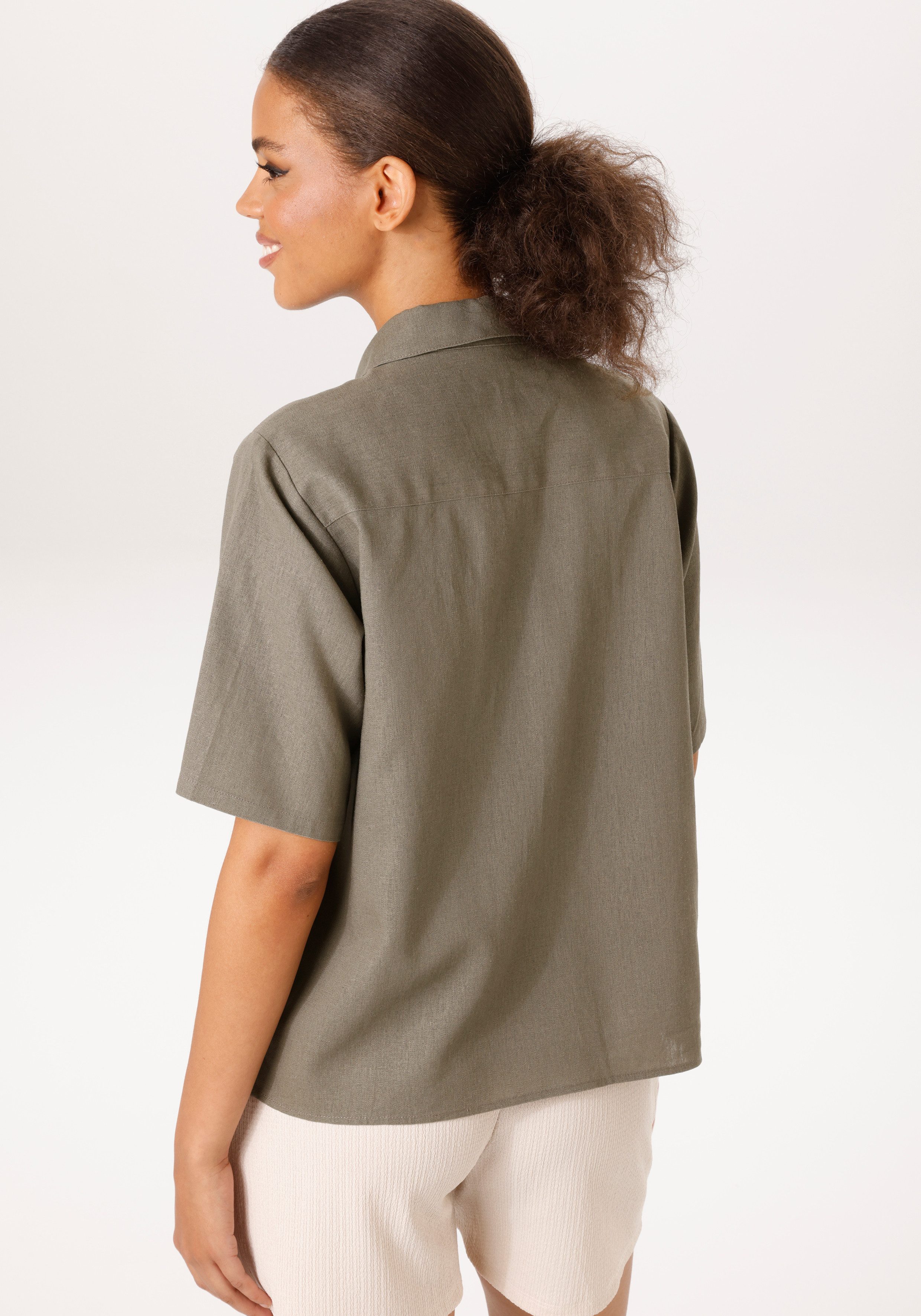 Aniston CASUAL Kurzarmbluse mit Leinen