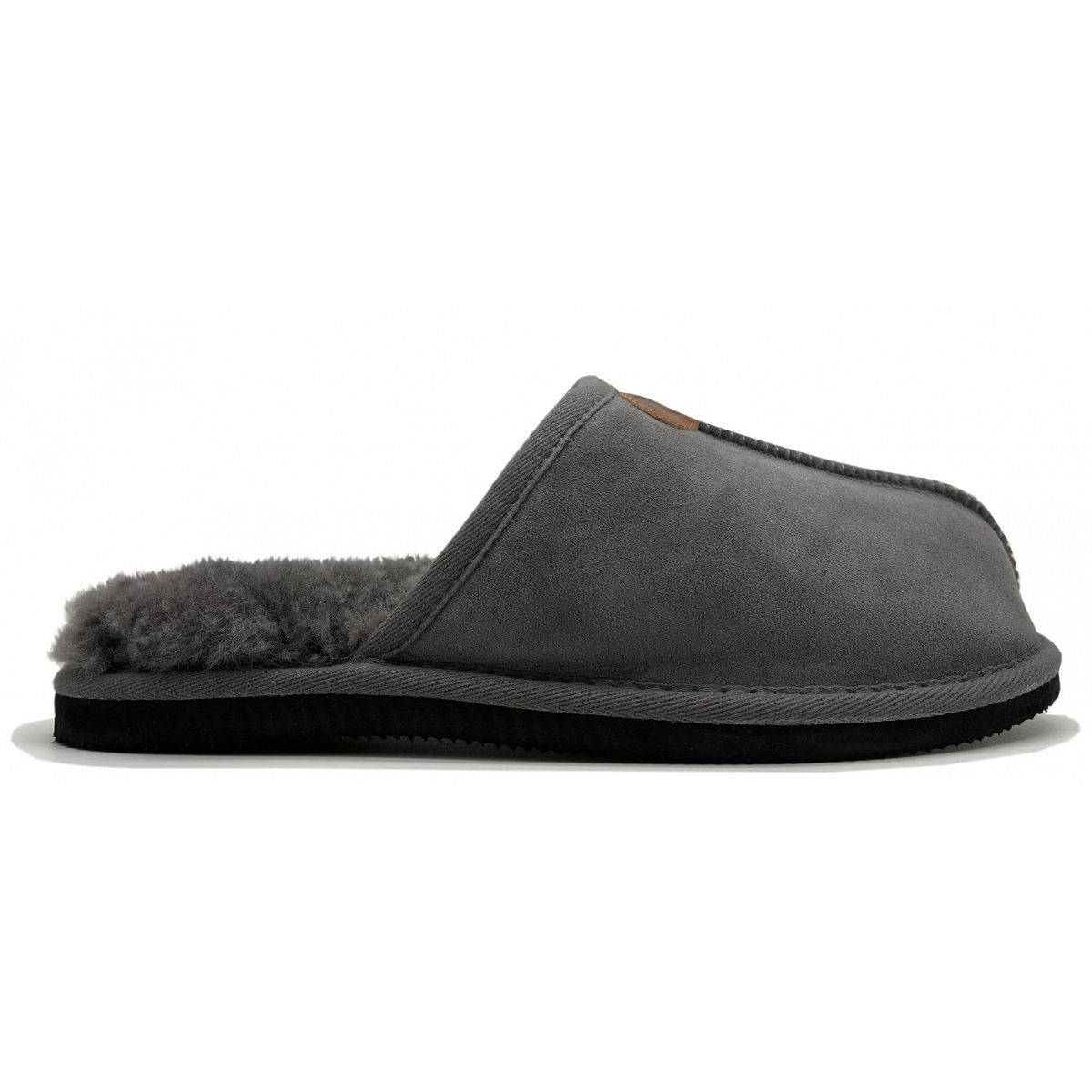 Schaffellpantoffel Sheepskin Slipper dunkelgrau Herren Hausschuh