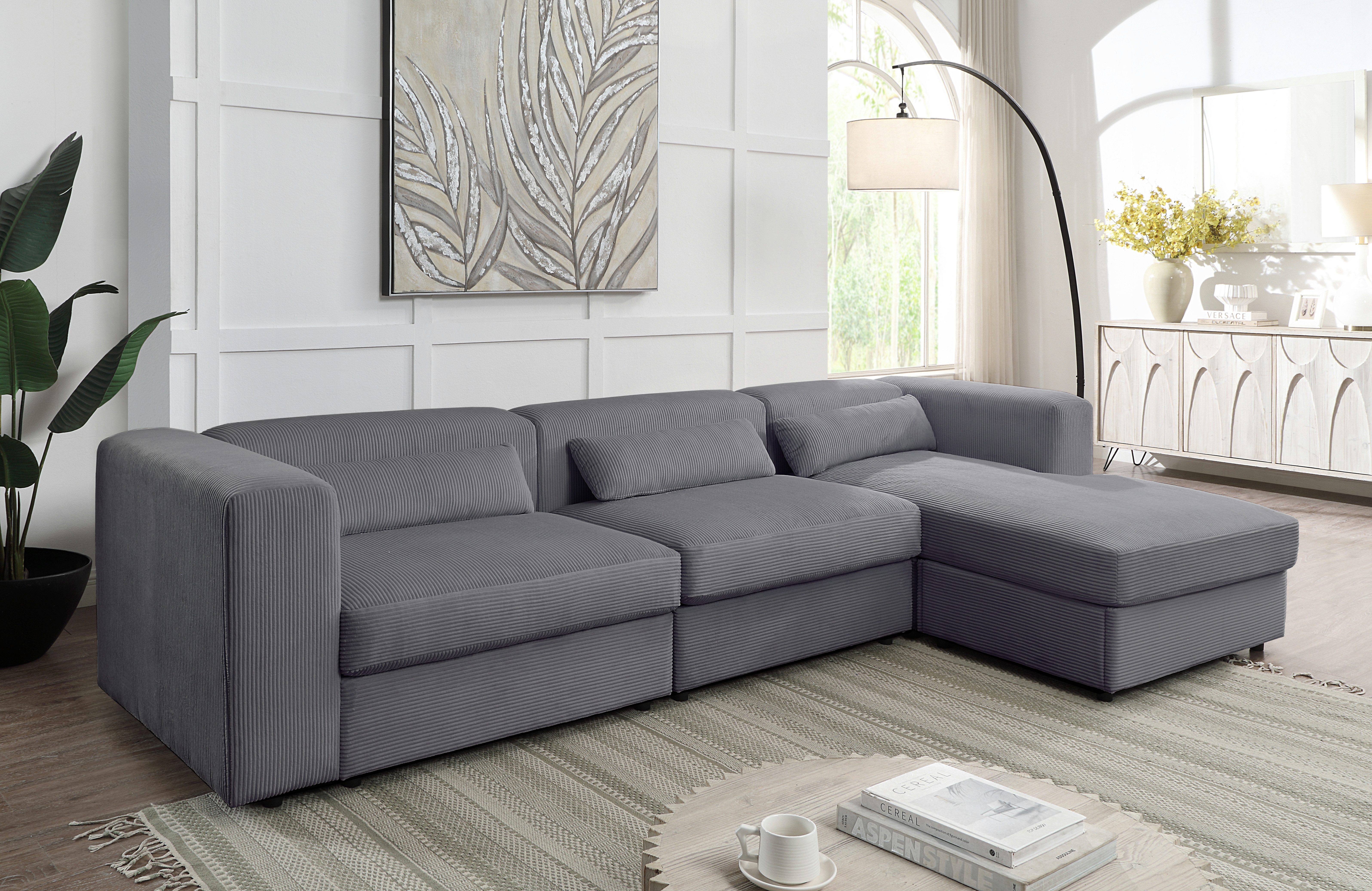 OTTO home Ecksofa Uno, L-Form, Breite: 307cm, beidseitig montierbarem Longchair,mit Taschenfederkern, in Cord