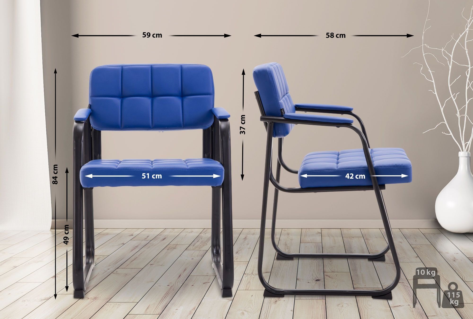 CLP Besucherstuhl Canada, Kunstleder-Bezug, schwarzes Metallgestell günstig online kaufen