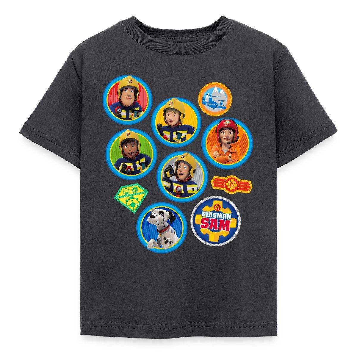 T-Shirt Feuerwehrmann Sam™ Patch-Design Vom Ganzen Team Kinder T-Shirt