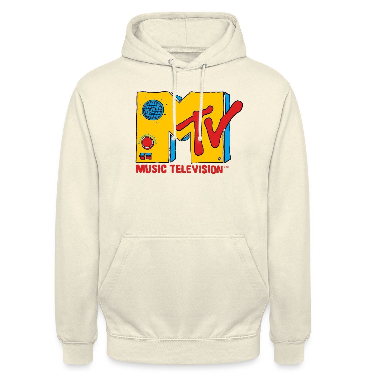 Spreadshirt Hoodie MTV Music Television Radio-Logo Unisex Hoodie (1-tlg) Unisex-Schnitt: Sitzt bei Männern körpernah, bei Frauen weit