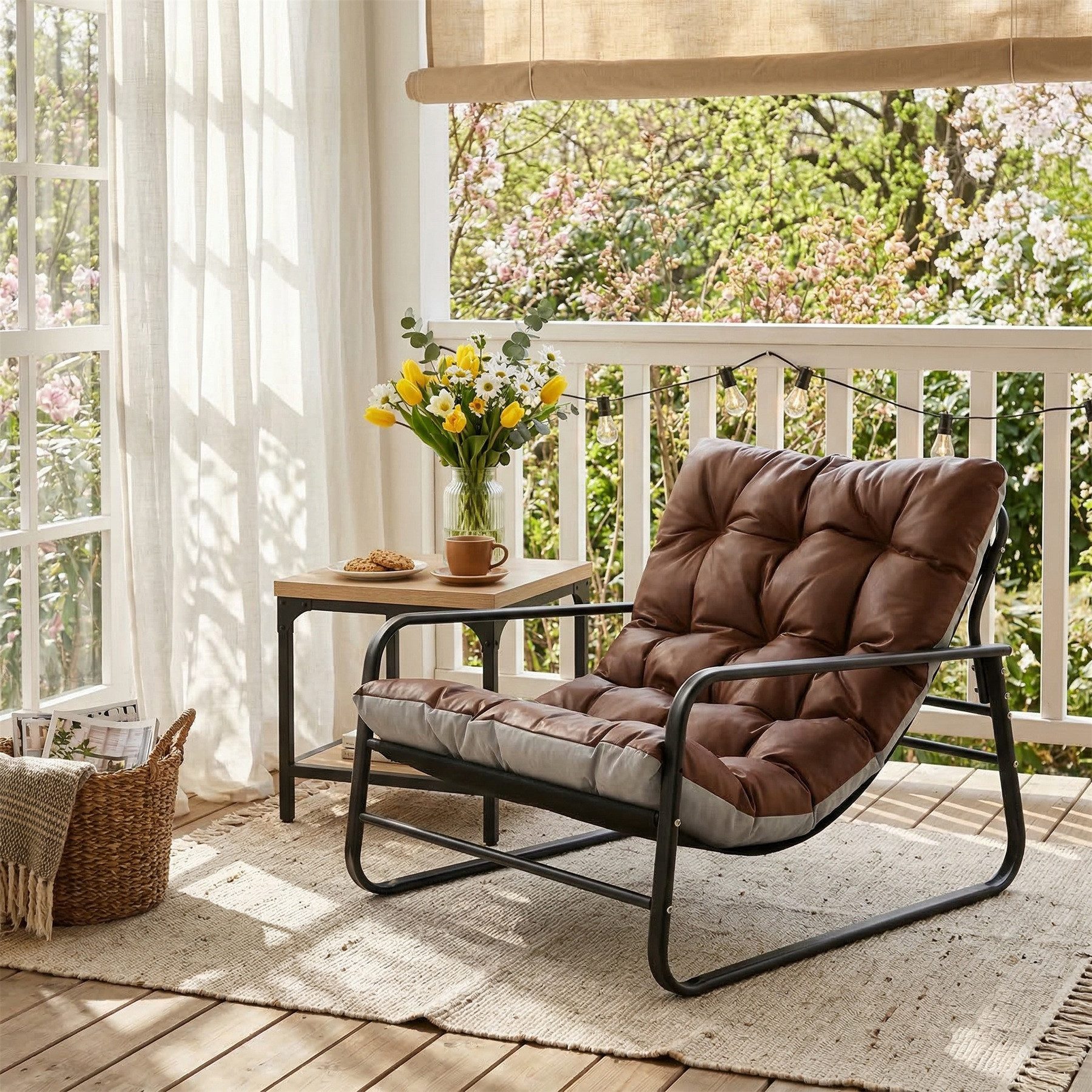 HomeMiYN Loungesessel Loungesessel Sessel Wohnzimmer Gartenliege mit Wendekissen (2er set,bestehend aus sessel mit Gepolsterten Kissen), für kinder,2 erwachsene