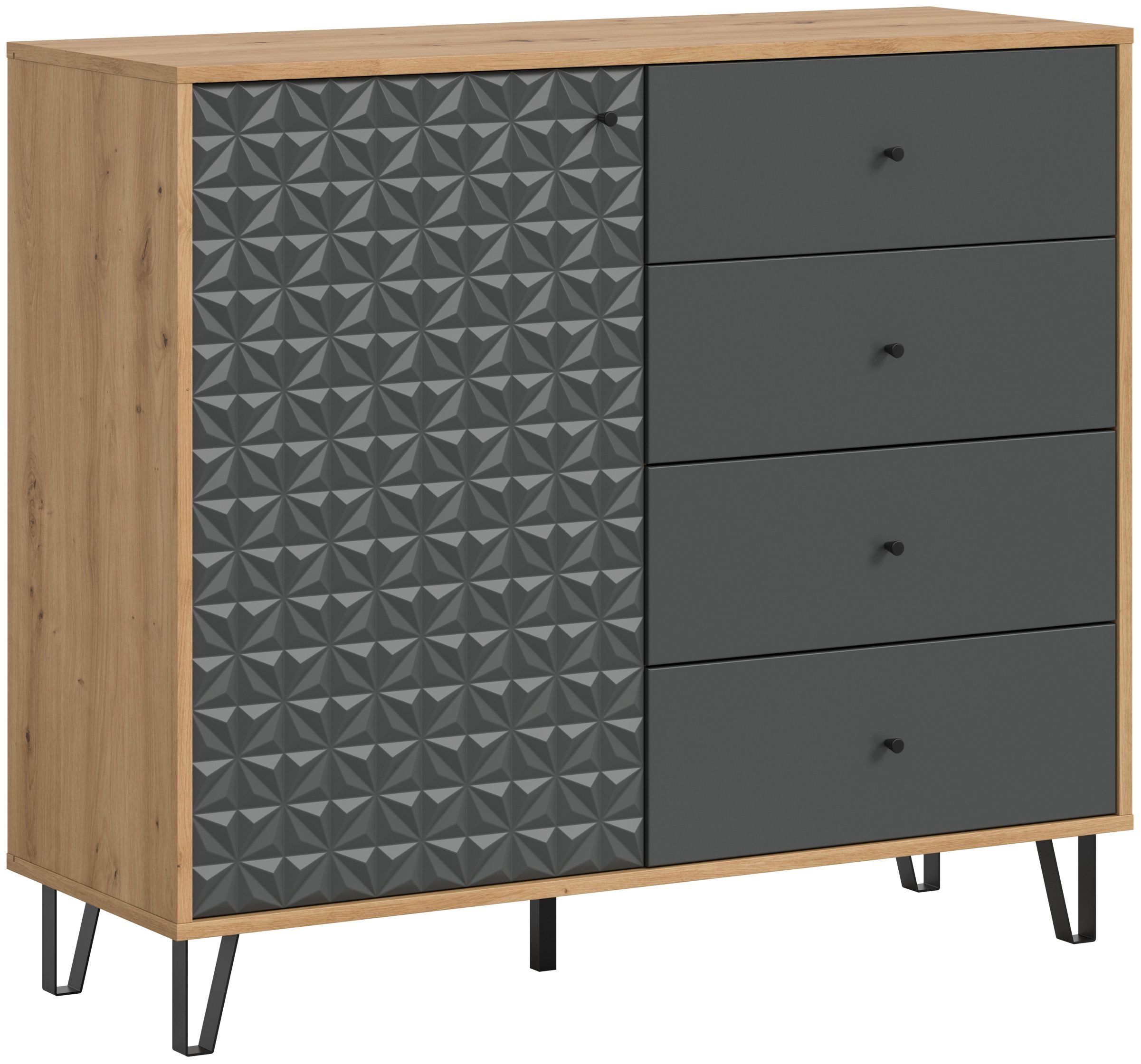 xonox.home Highboard, in Artisan Oak Nachbildung / anthrazit matt B/H/T: 110 x 96 x 40 cm