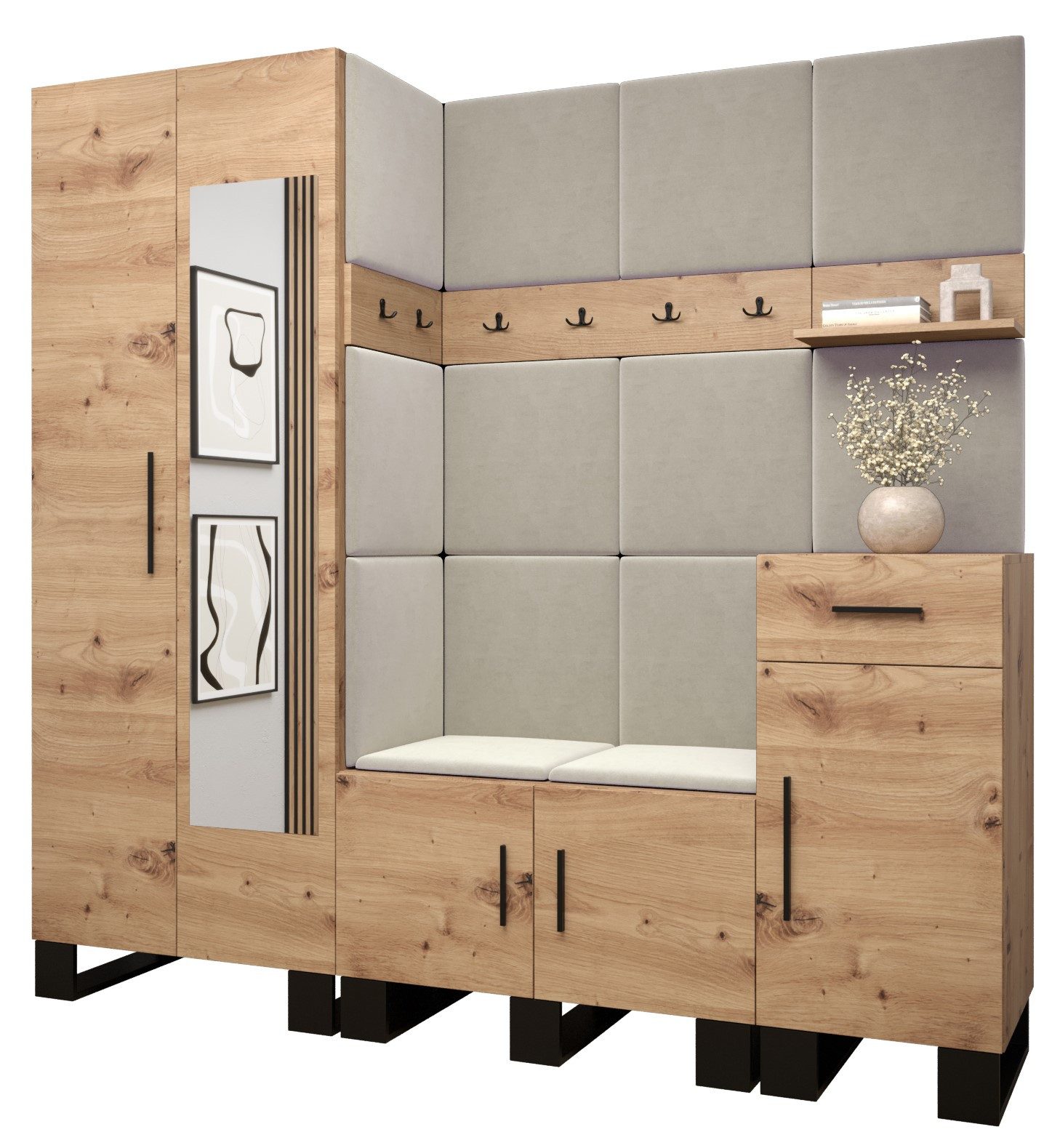 ABIKS MÖBEL Garderoben-Set ARTIN Set 13 Garderobe mit gepolsterten Paneelen günstig online kaufen