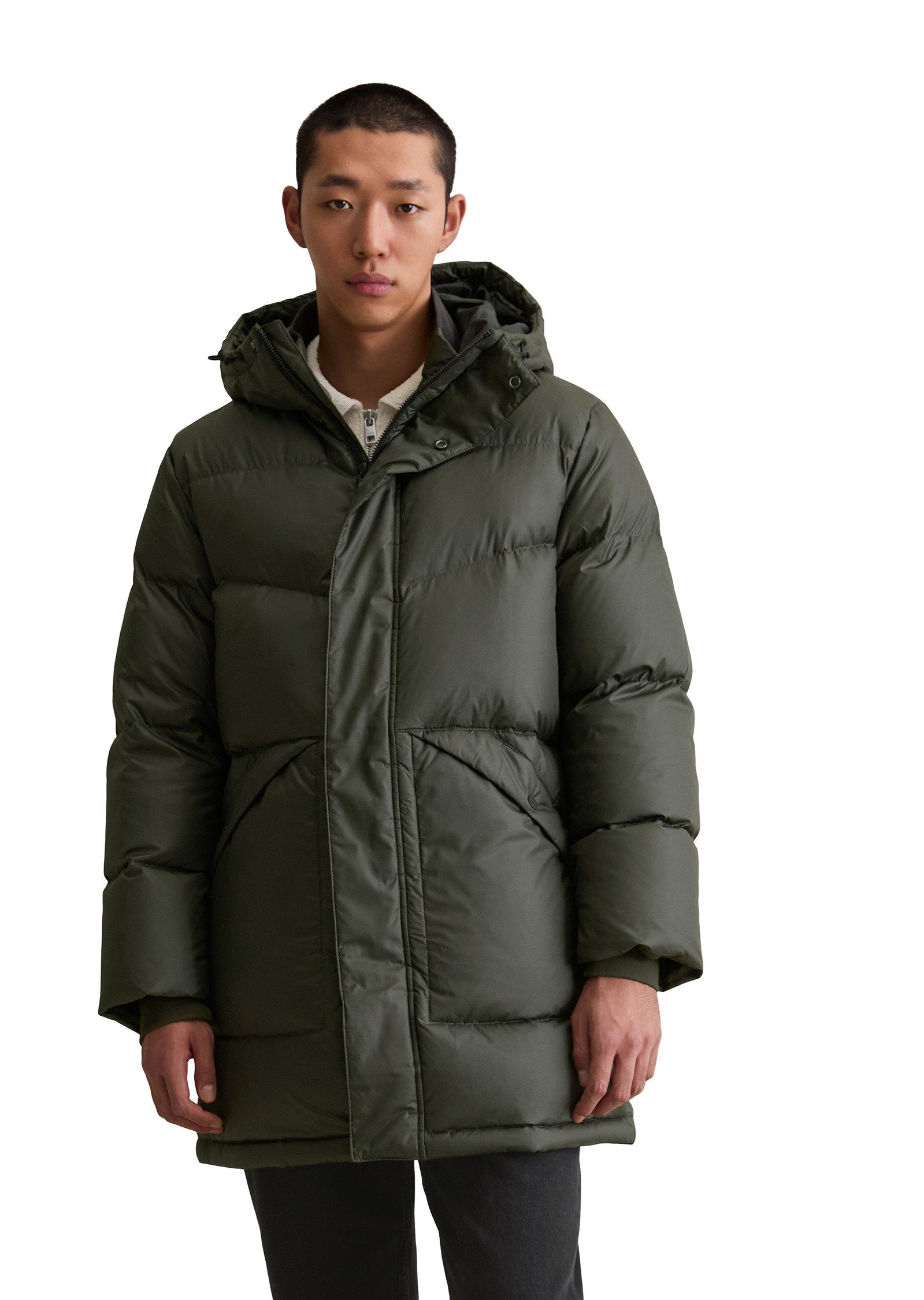 Marc O'Polo DENIM Daunenmantel mit fixierter Kapuze