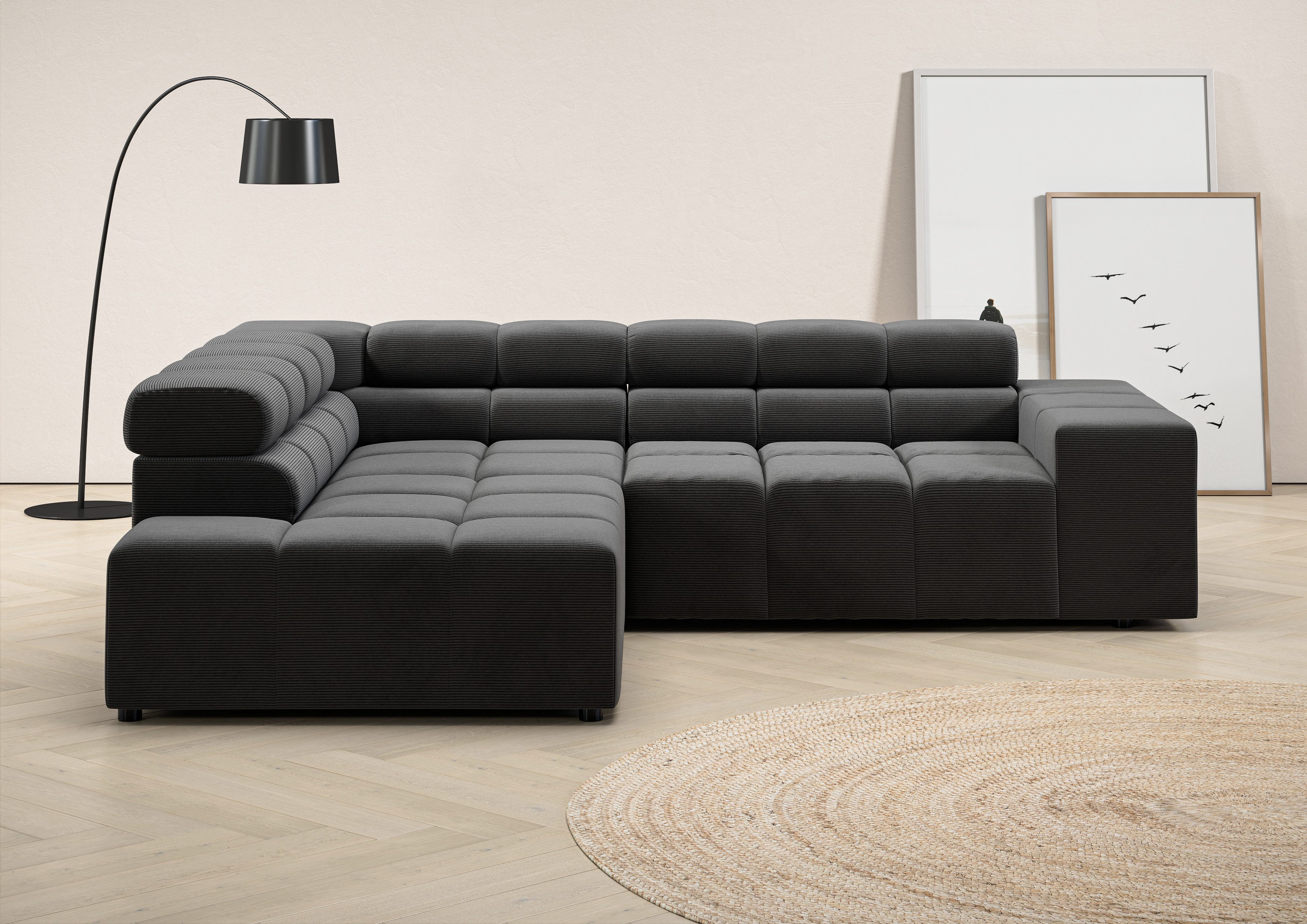 INOSIGN Ecksofa "Ancona, incl. Kopfteilverstellung + 3 Zierkissen, L-Form, günstig online kaufen
