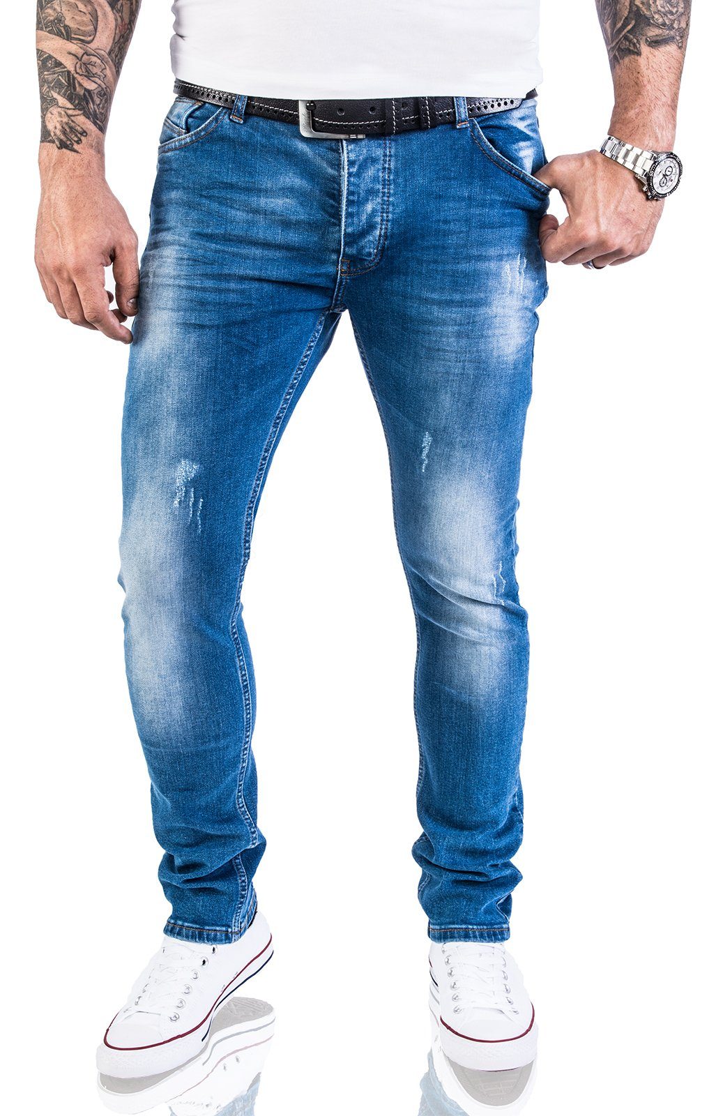 Blue Slim Blau Light Rock Herren M21 Jeans Fit Slim-fit-Jeans Creek