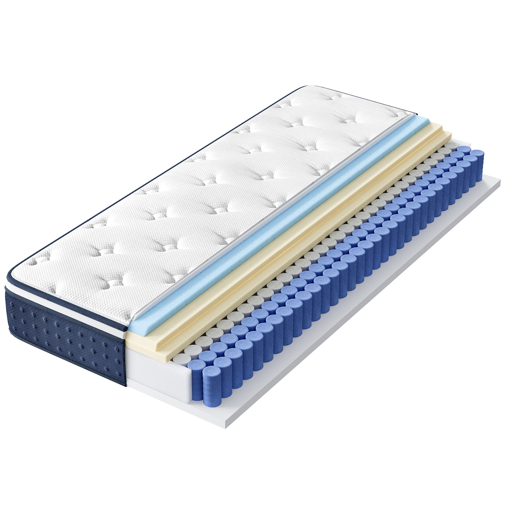 Taschenfederkernmatratze Federkernmatratze, VASAGLE, 20 cm hoch, Matratzen aus Gel-Memory-Schaumstoff, mittelfest, Kühlend