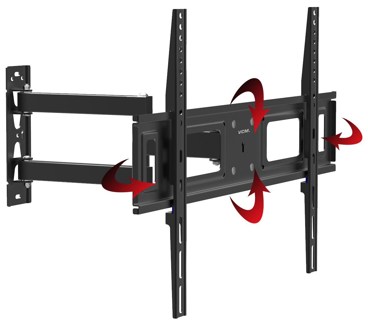 VCM TV-Wandhalterung B-SN600 B. 64 x T. 8 x H. 42 cm, (Schwarz, neigbar & schwenkbar, platzsparend montierbar)
