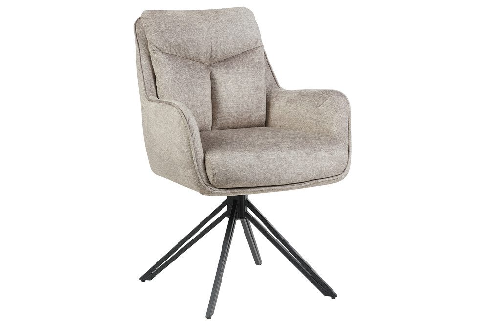riess-ambiente 4-Fußstuhl PROMETHEUS taupe - Samt, Vogue Velours, Metall, Taschenfederkern (Einzelartikel, 1 St), mit 180° Drehfunktion und Autoreturn – ideal für elegante Esszimmer