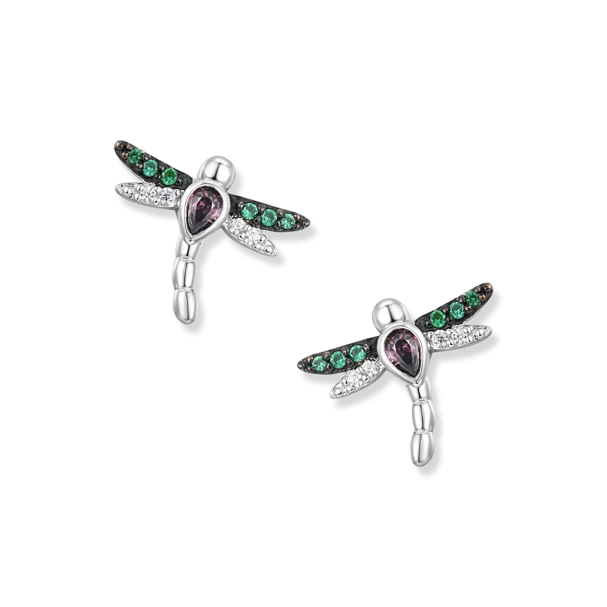 Seinerzeit FLORA & FAUNA Paar Ohrstecker Ella Libellen Серьги, Material: 925 Sterling Silber, rhodiniert, geschwärzt
