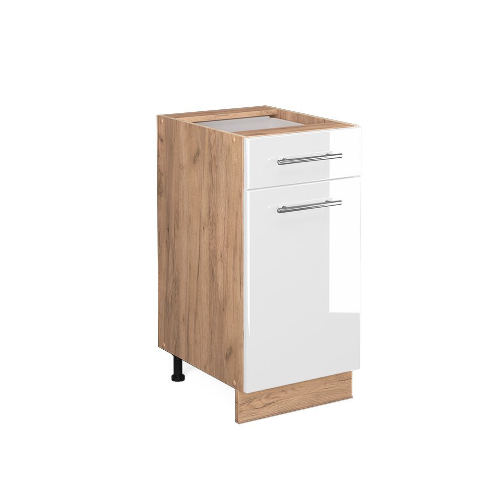 Vicco Unterschrank Fame-Line, Weiß Hochglanz/Goldkraft Eiche, günstig online kaufen
