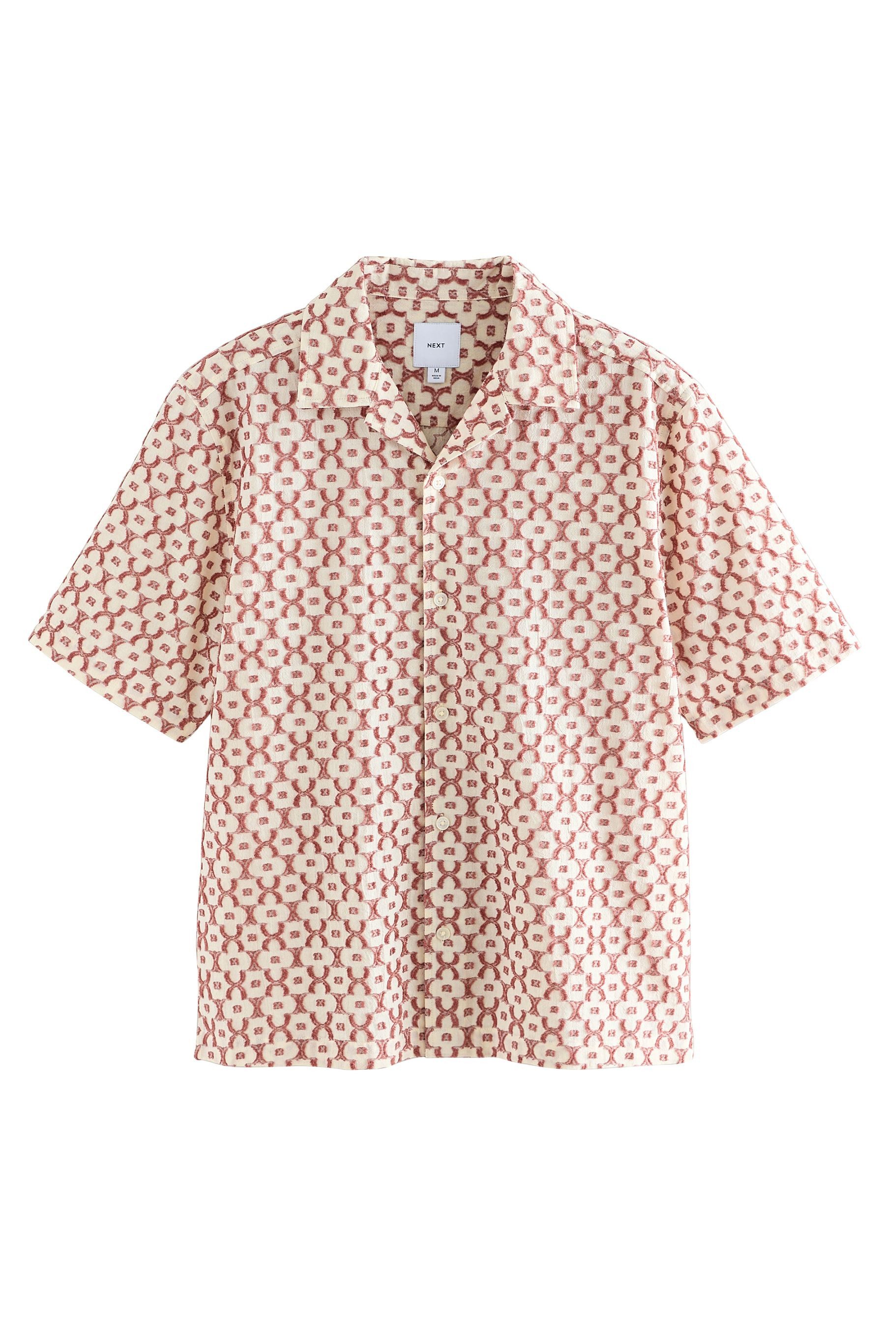 Kurzarmhemd Strukturiertes Trellis Kurzarmhemd aus Baumwolle