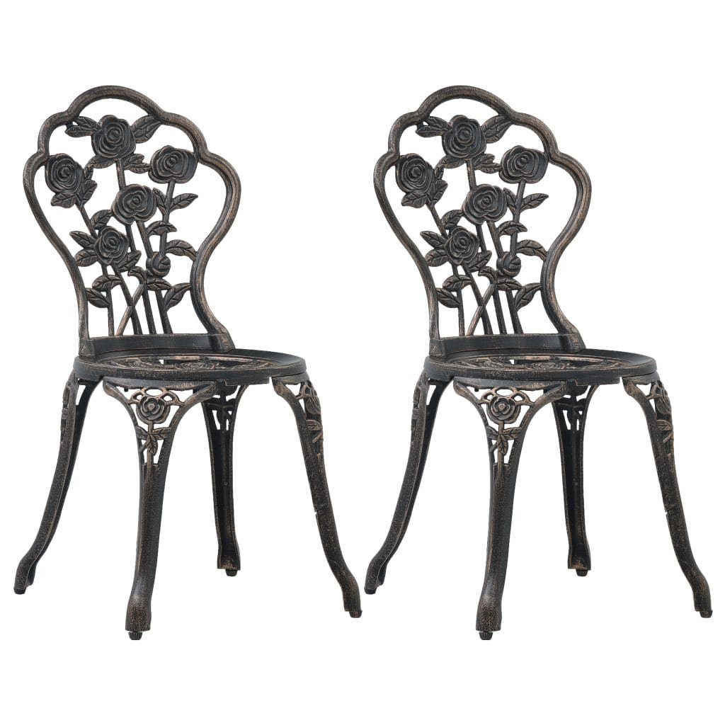 furnicato Gartenstuhl Bistro-Stühle 2 Stk. Bronze Aluminiumguss
