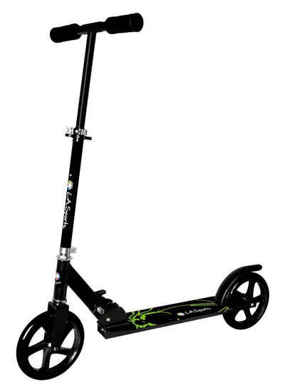 L.A. Sports Cityroller »ALU-Scooter Onyx XL Big Wheels ab 6 Jahren«, City-Roller Farbe grün - schwarz, faltbar, Höhe verstellbar für Kinder, Jugendliche & Erwachsene, große XL Räder 200 mm