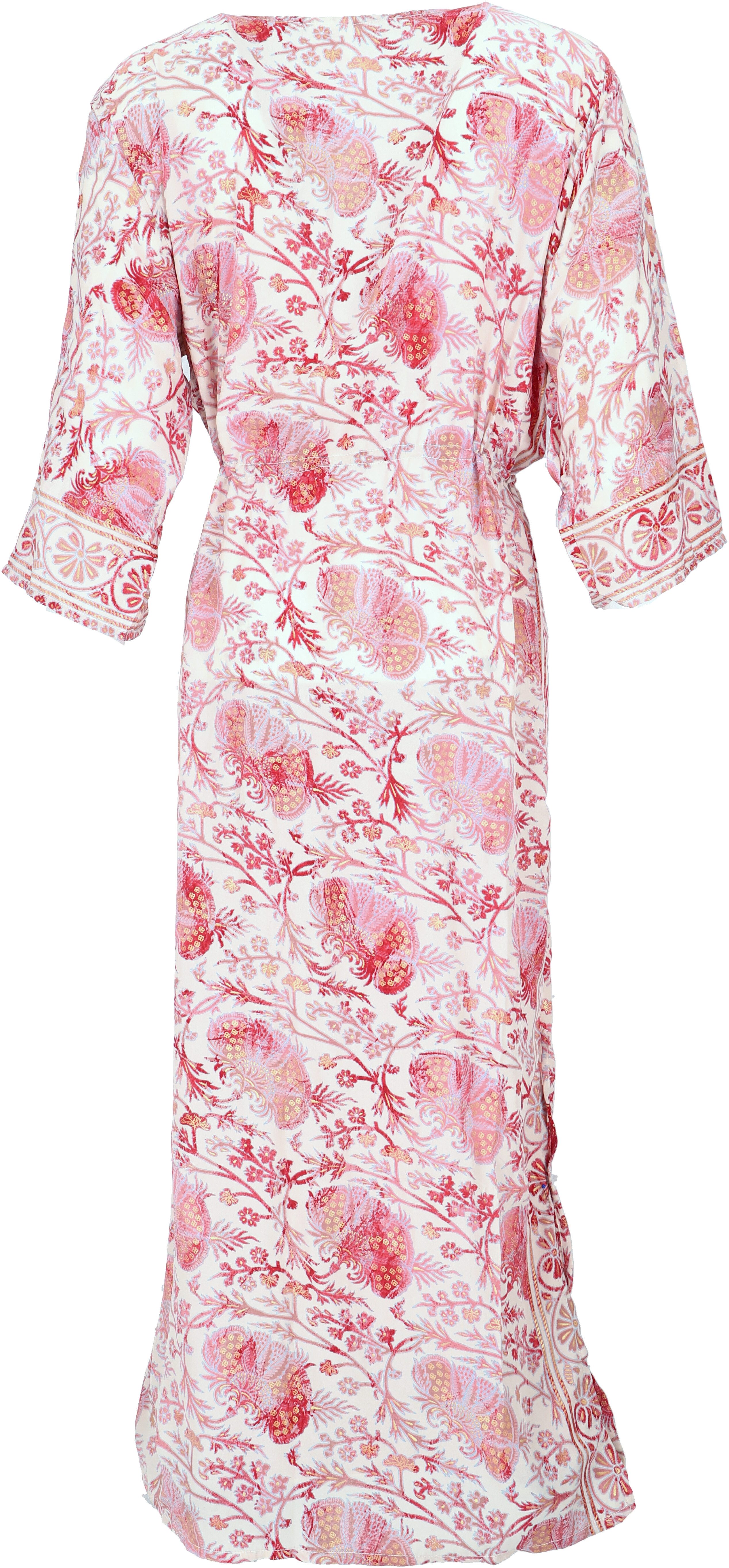 Guru-Shop Kimono Kimonokleid, seidig glänzender Boho Kimono,.., alternative Bekleidung