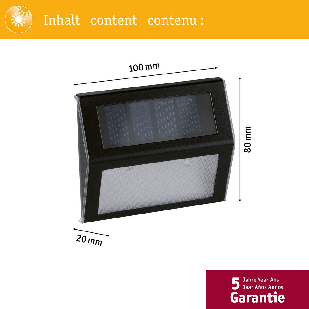 Paulmann Gartenleuchte Paulmann 94234 Dayton Solar-Außenwandleuchte 0.05 W Warmweiß Anthra