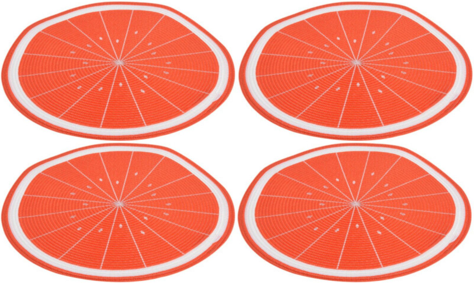 Koopman Platzset Tischset Platzteller Tischset Frucht 4 Tlg. Set, (4-St), 4 Stk, Orange, Ø 38cm, Polyester, Esstisch