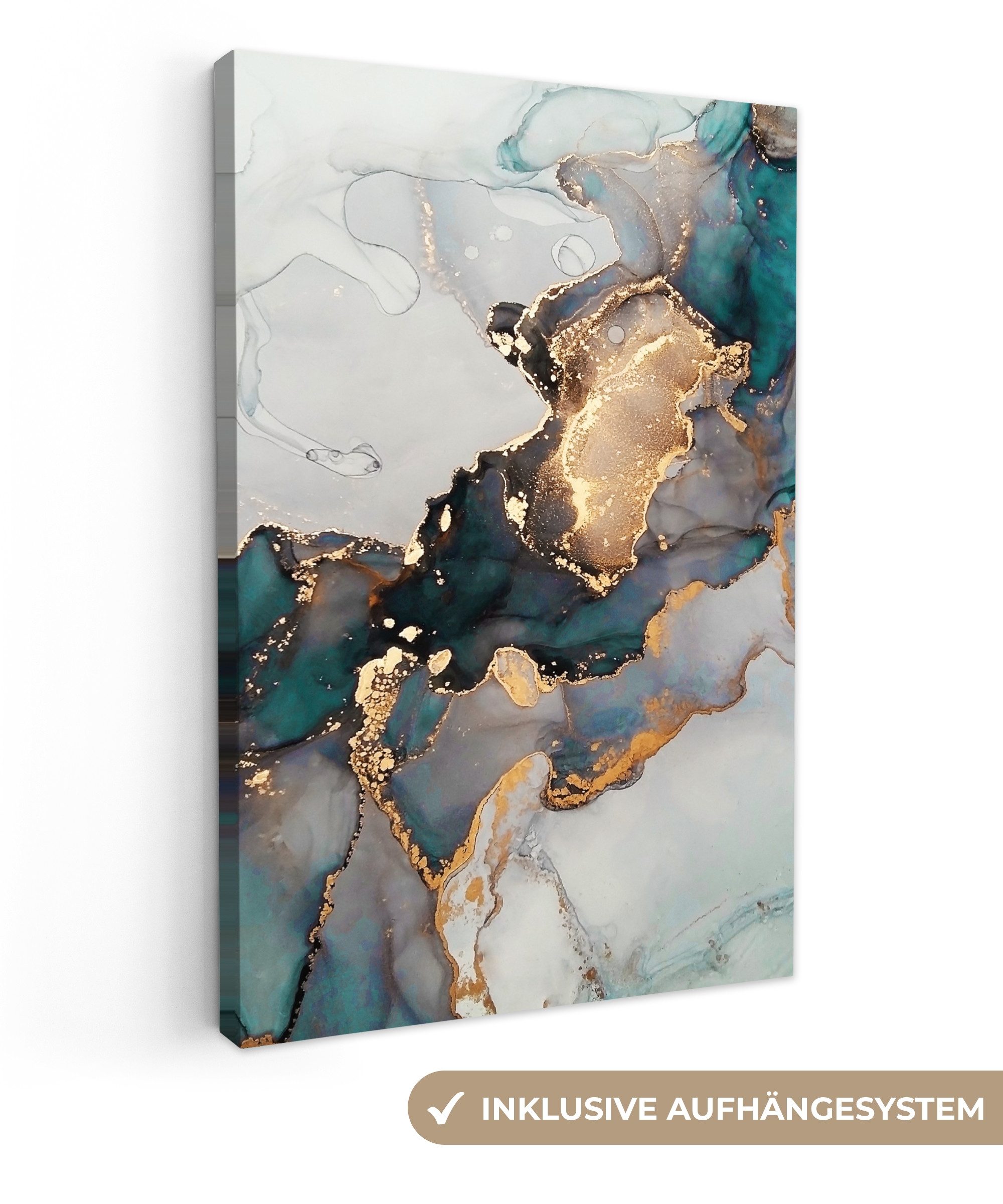 OneMillionCanvasses® Leinwandbild Blau - Marmor - Gold, Fotodruck (1 St), L günstig online kaufen