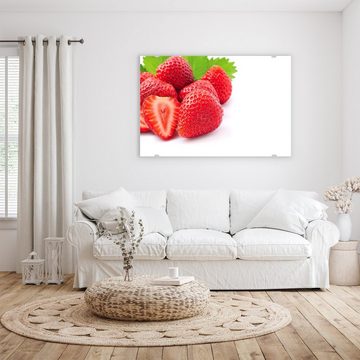 Primedeco Glasbild Wandbild Erdbeeren mit Aufhängung, Früchte