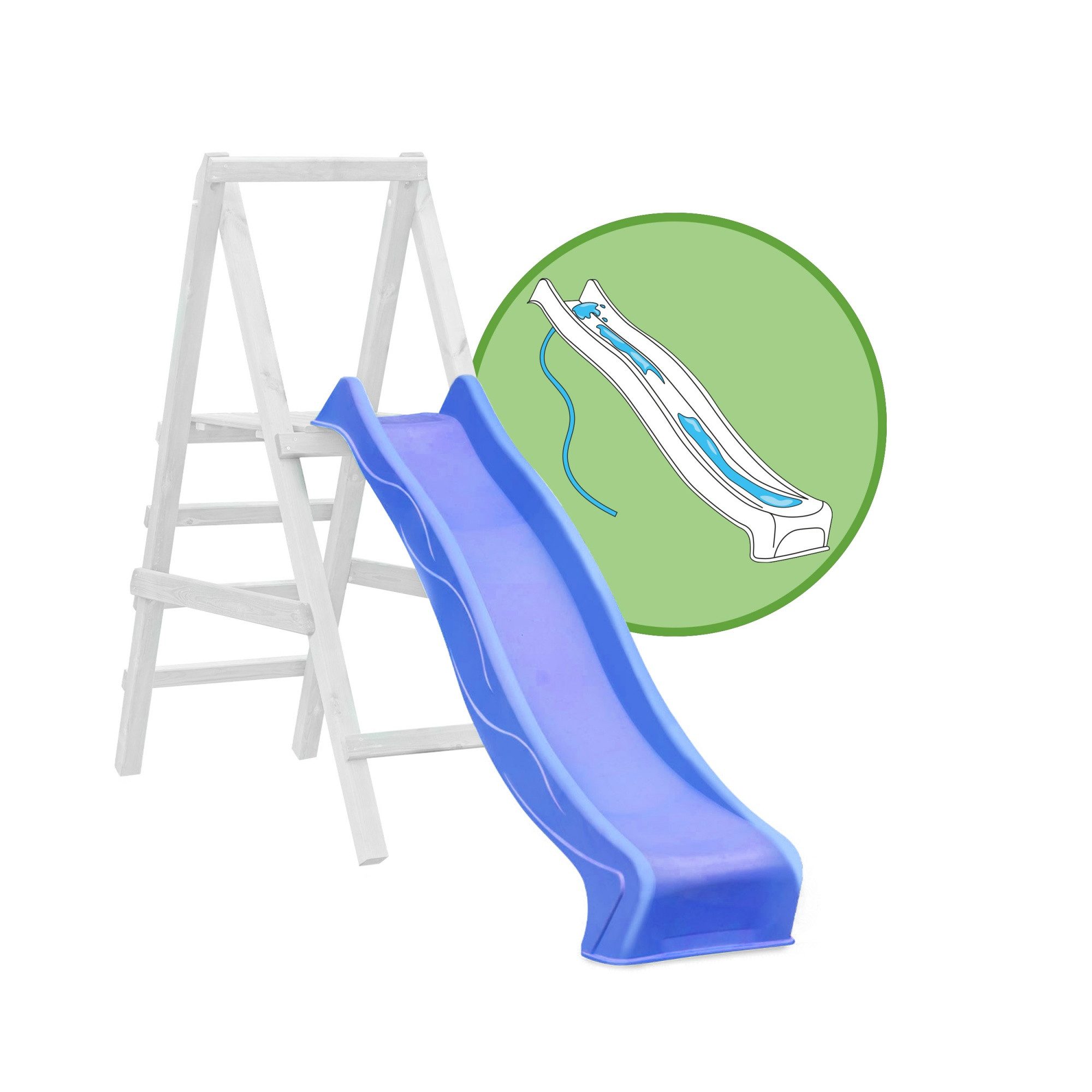 Gartenwelt Riegelsberger Anbaurutsche 230 cm für Podesthöhe 120 cm Kinderrutsche mit Wasseranschluss