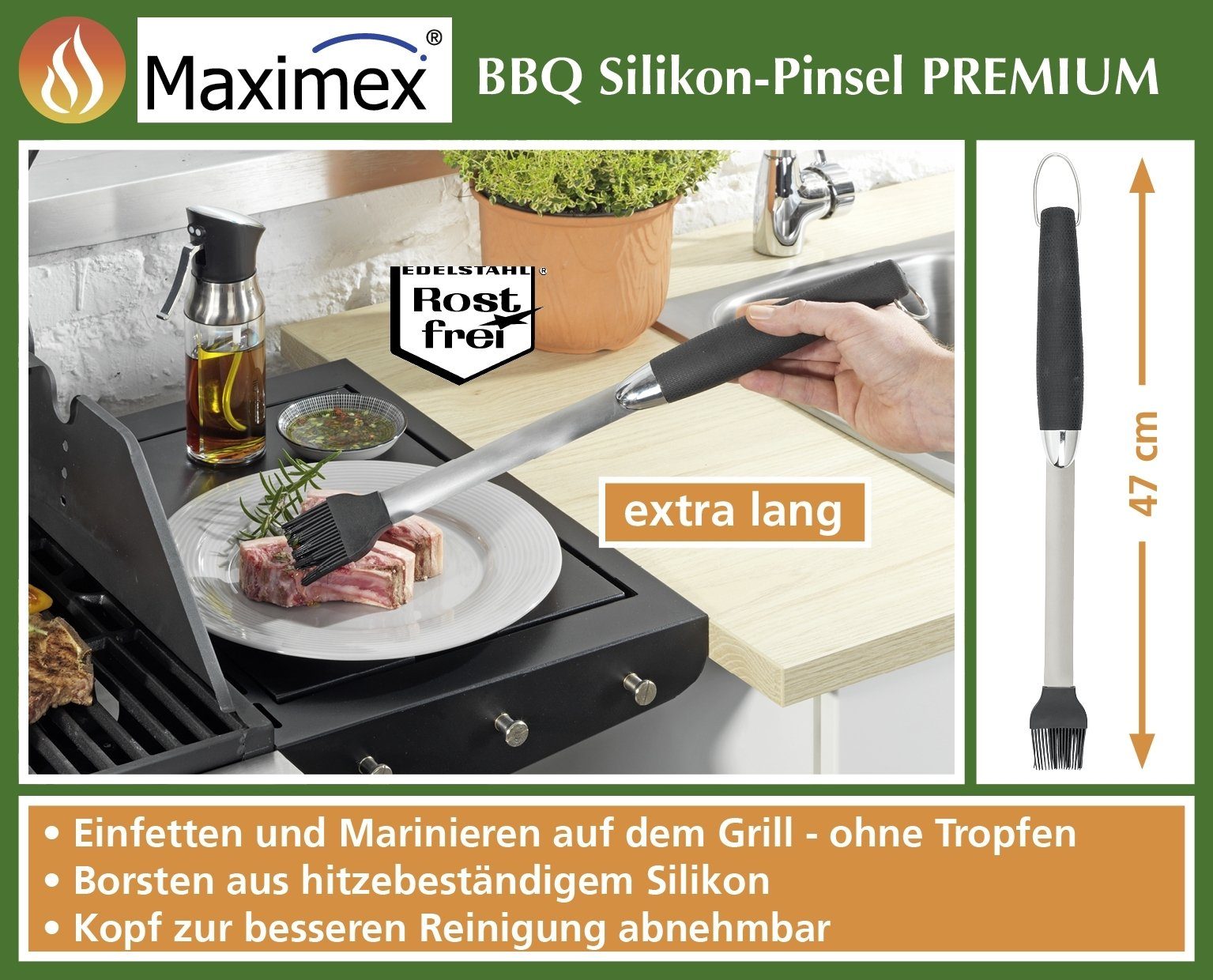 4,2 B: 43 x T: cm cm Silikon cm 2,4 H: BBQ Maximex x Pinsel Lebensmittelpinsel PREMIUM