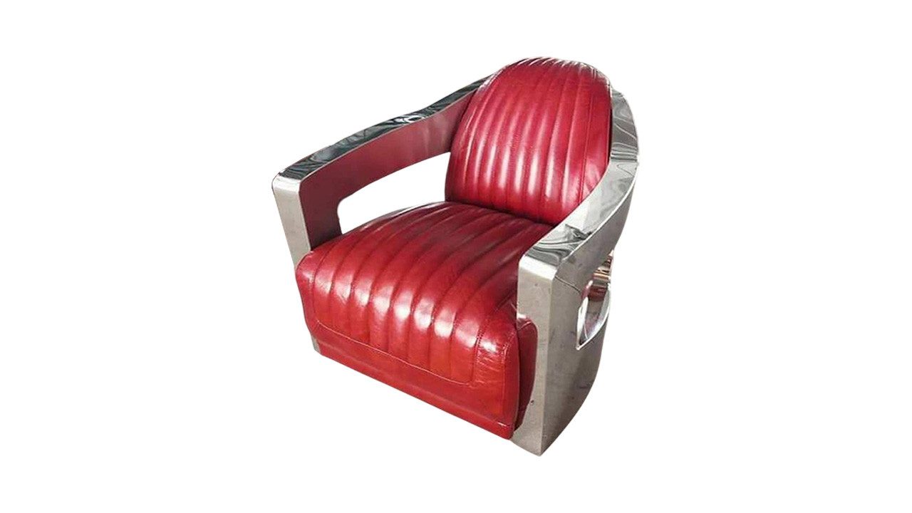 JVmoebel Sessel Vintage Ledersessel in Rot aus Echtleder im Retro-Design, Made in Europa