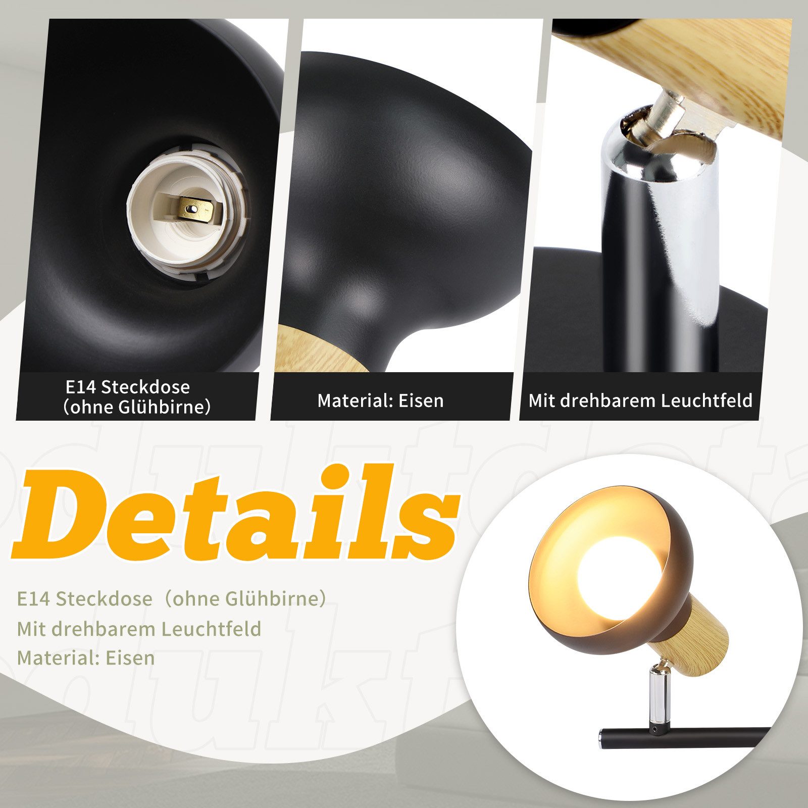 Nettlife Deckenstrahler Vintage E14 Innen 350°Schwenkbar Weiß Deckenlampe Flur, Schwenkbar 350°, ohne Leuchtmittel, Industrial 3/4/6 Flammig Rund Deckenspots für Hotel Wohnzimmer