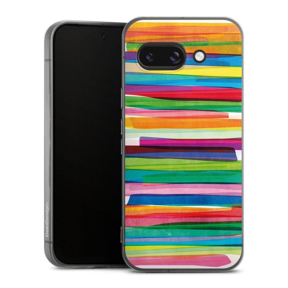 DeinDesign Handyhülle Streifen Wasserfarbe bunt Colorful Stripes1, Google Pixel 9a Silikon Hülle Bumper Case Handy Schutzhülle