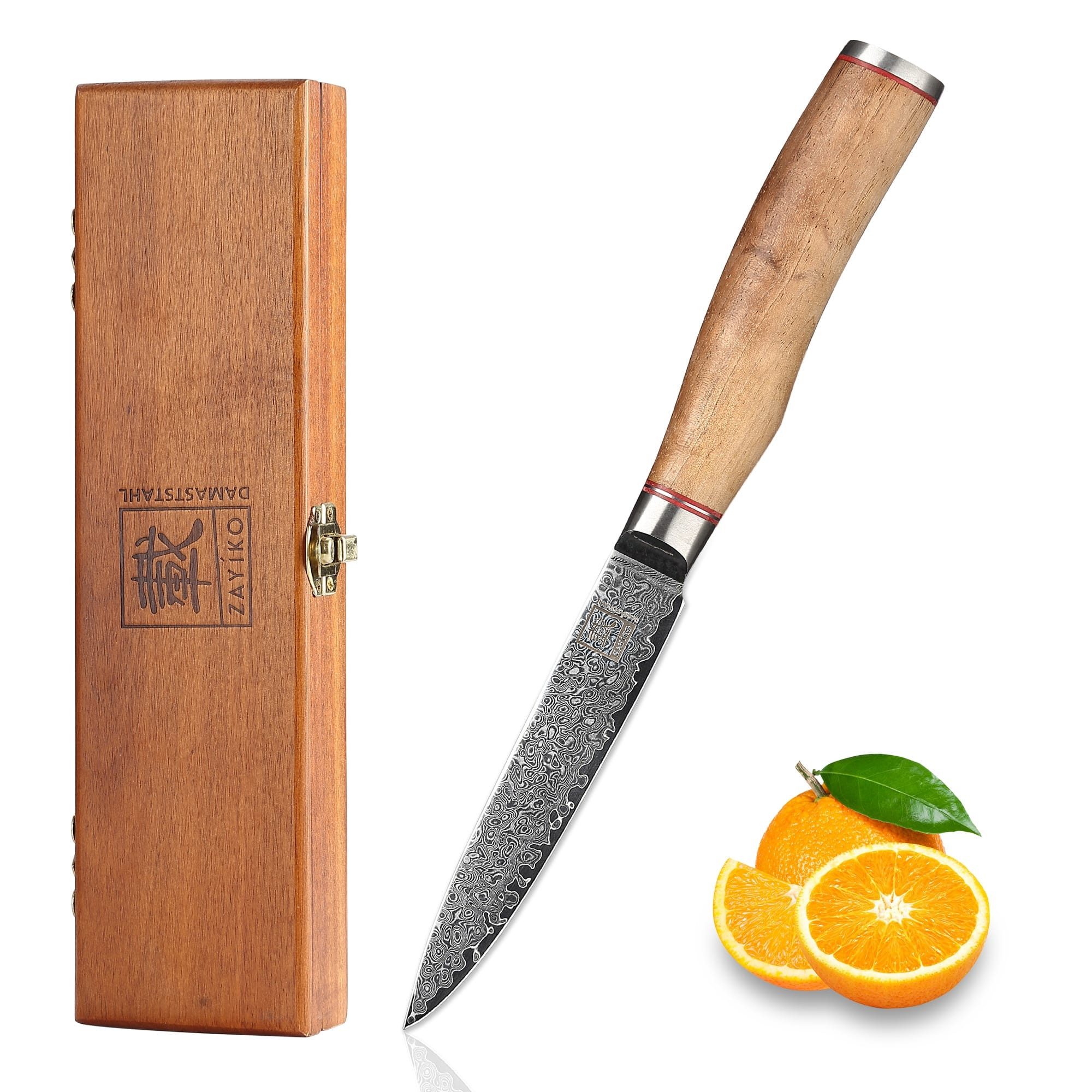 ZAYIKO Allzweckmesser Kurumi Damast Ножі для очищення овочів Кухонні ножі 12,5cm Klinge Nussbaumholzgriff, Damaststahl, VG10-Kern