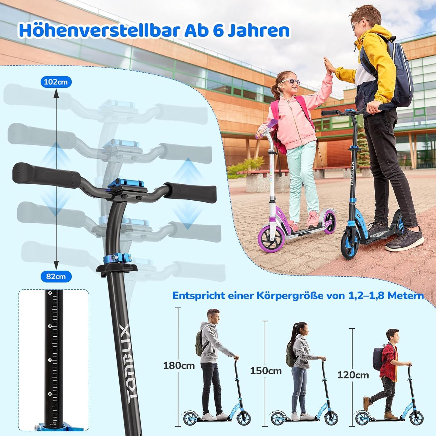 OUNUO Scooter Roller, Aluminiumroller für Erwachsene, höhenverstellbar und klappbar