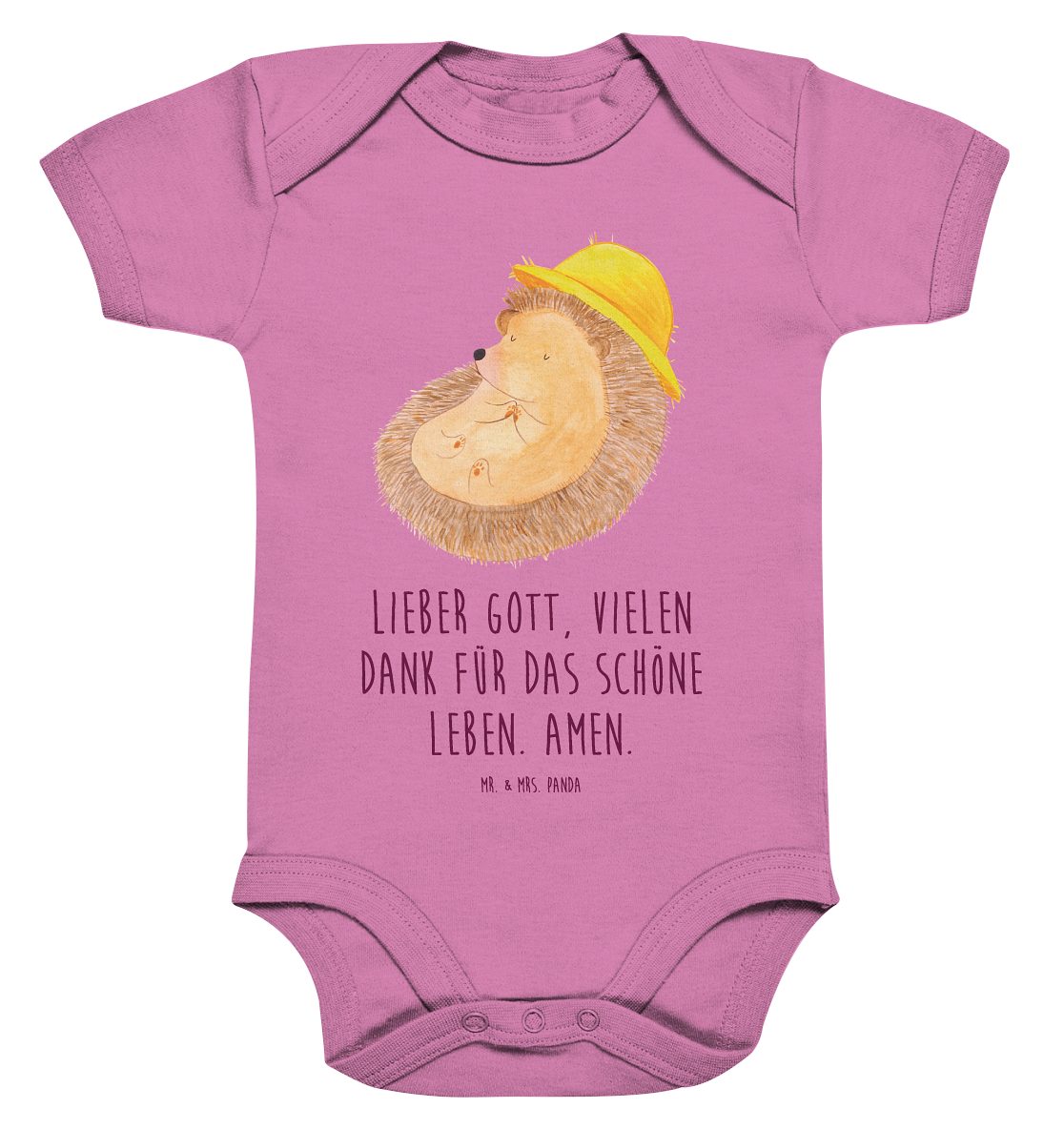 Mr. & Mrs. Panda Strampler 6. - 12. Monat Igel betet - Bubble Gum Pink - Geschenk, Babystrampler (1-tlg)