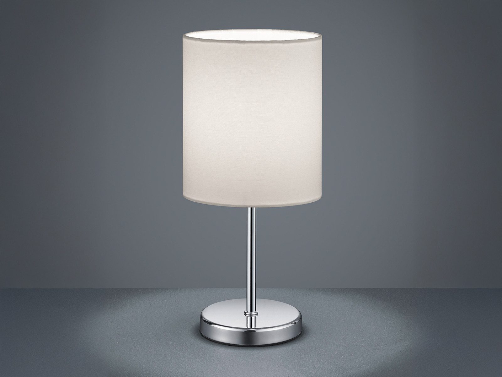 Reality Leuchten LED Nachttischlampe, Dimmfunktion, LED wechselbar, Warmweiß, kleine Designklassiker dimmbar, Fensterlampe Stoff Lampenschirm Weiß