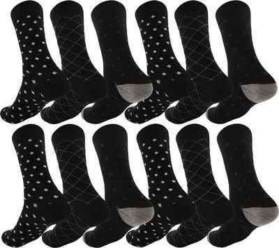 EloModa Basicsocken 12 Paar Herren Шкарпетки Muster klassischer Form Freizeit Sport (12-Paar)