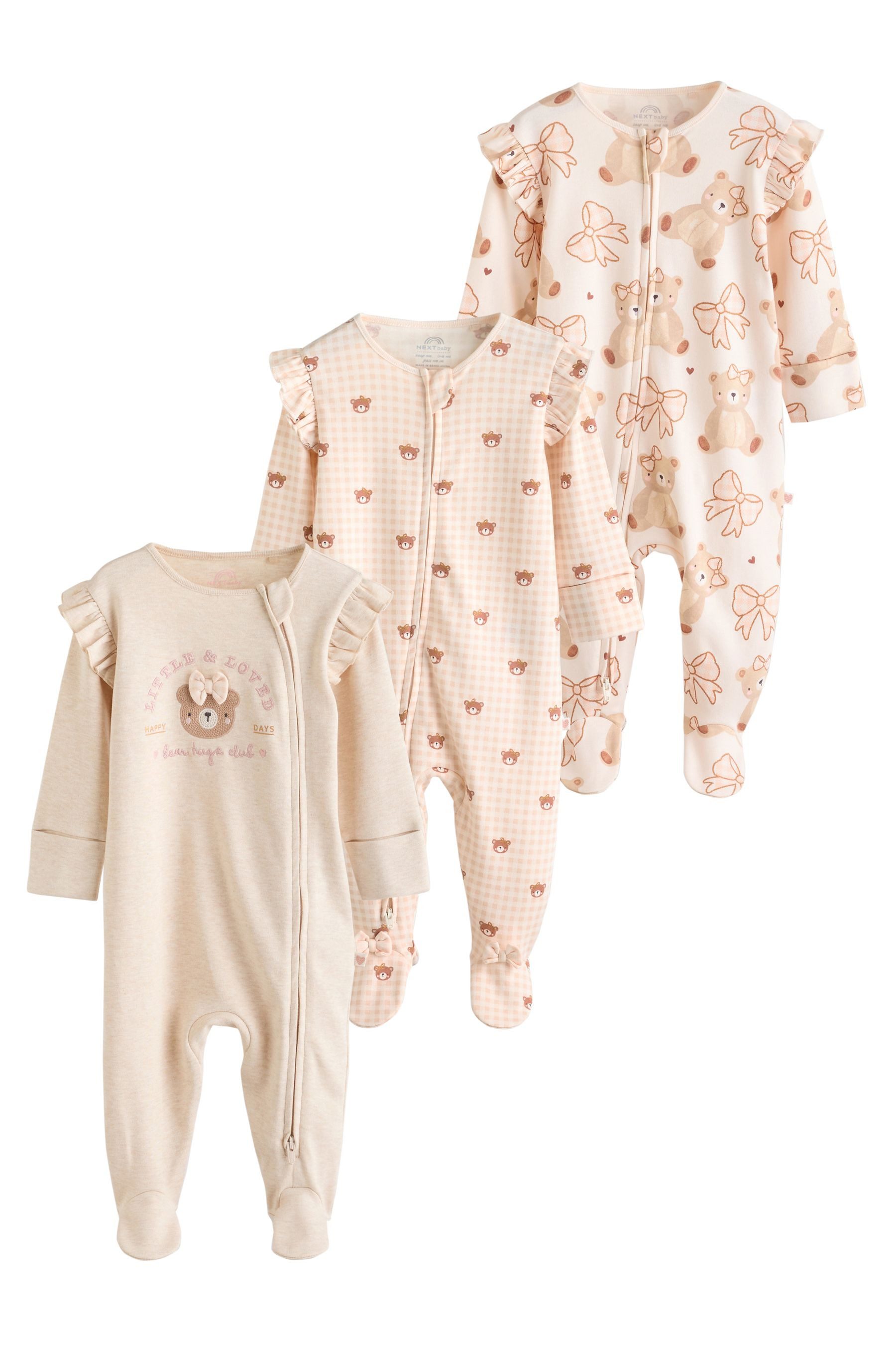 Next Schlafoverall 3er-Pack Babystrampler Zwei-Wege-Reißverschluss (3-tlg)
