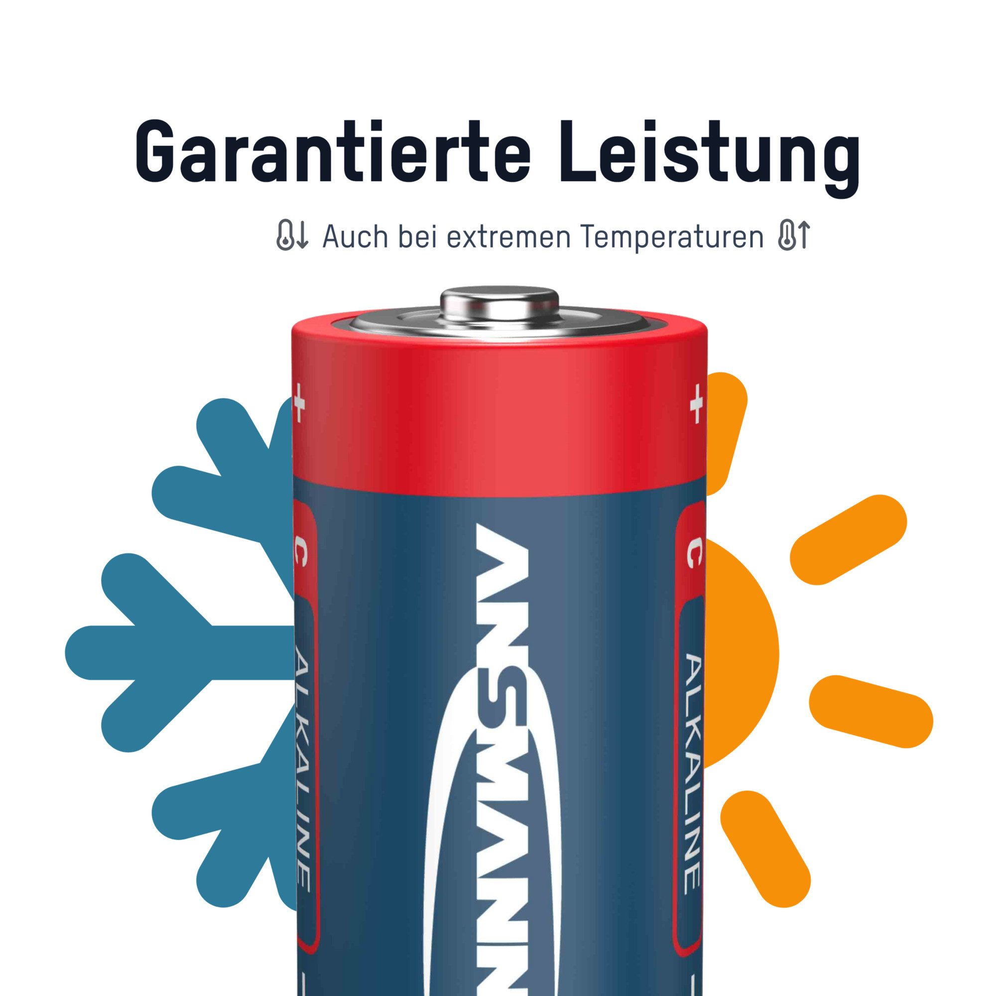 ANSMANN AG 2x Alkaline Batterie Baby C 1,5V – LR14 MN1400 Batterien (2 Stück) Batterie